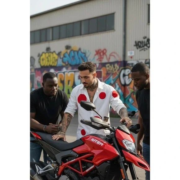 Iuter NWT IUTER Red Circle shirt Men's X Small Biker Italian‎ Size US XS / EU 42 / 0 - 1 Thumbnail
