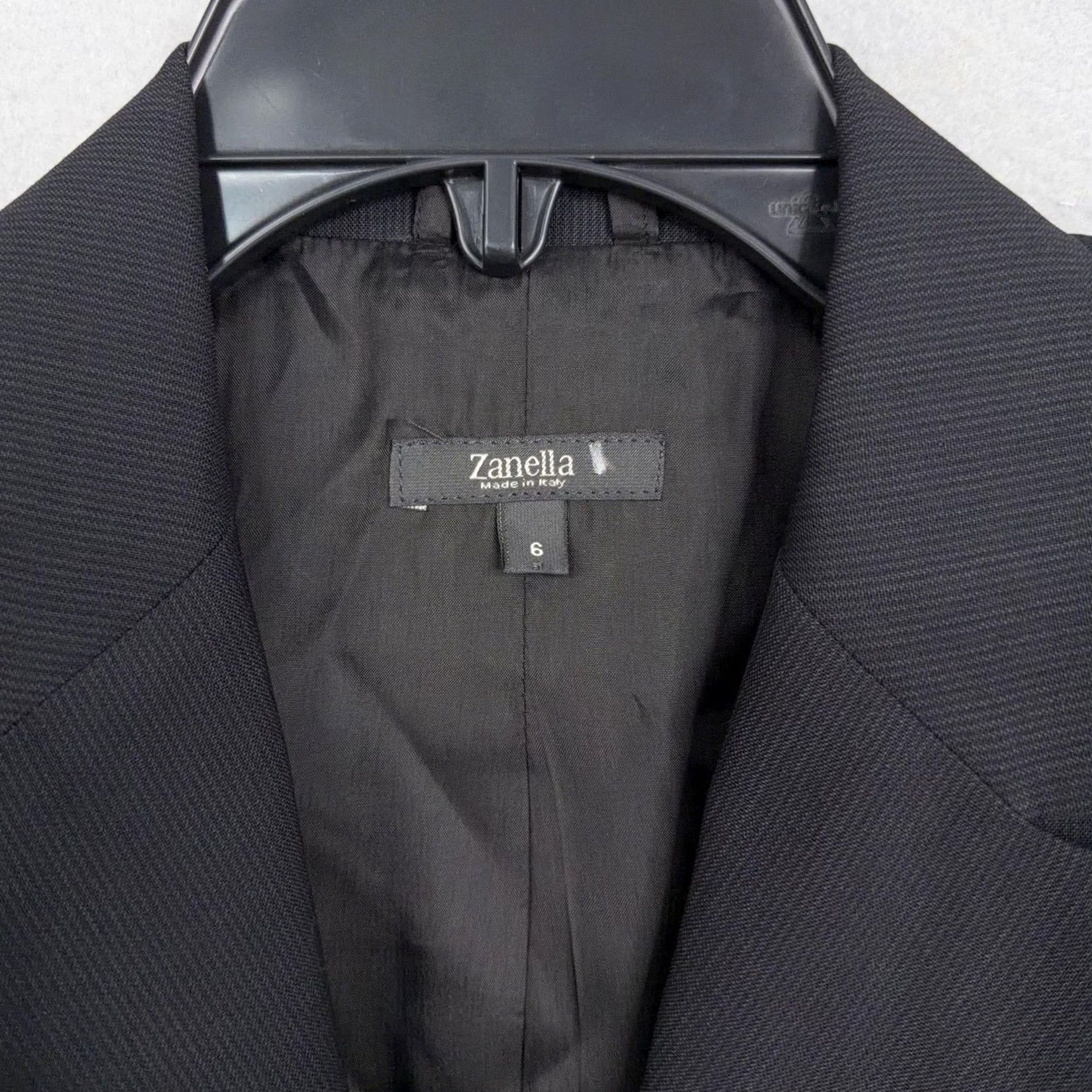 Zanella Zanella Pant Suit Womens 6 Black Wool Two Button Blazer Pants Italy Career Suit Set Women Size 28" / US 6 / IT 42 - 3 Thumbnail