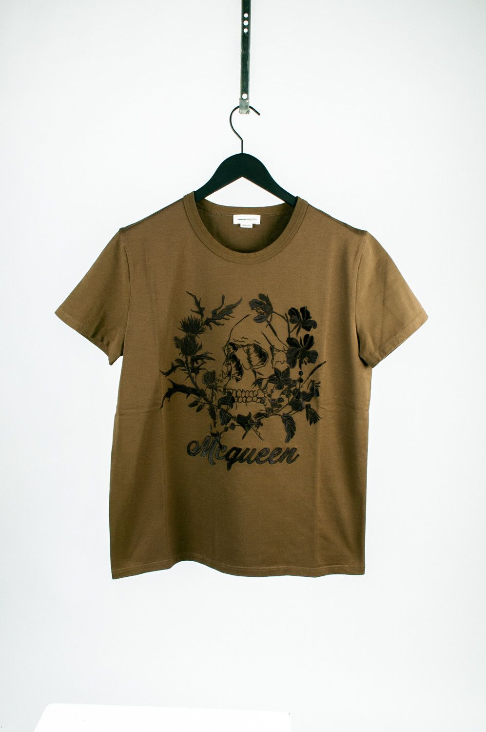 image of Alexander Mcqueen Skull Khaki Men T Shirt Size 2Xl Mcqt1 in Kaki