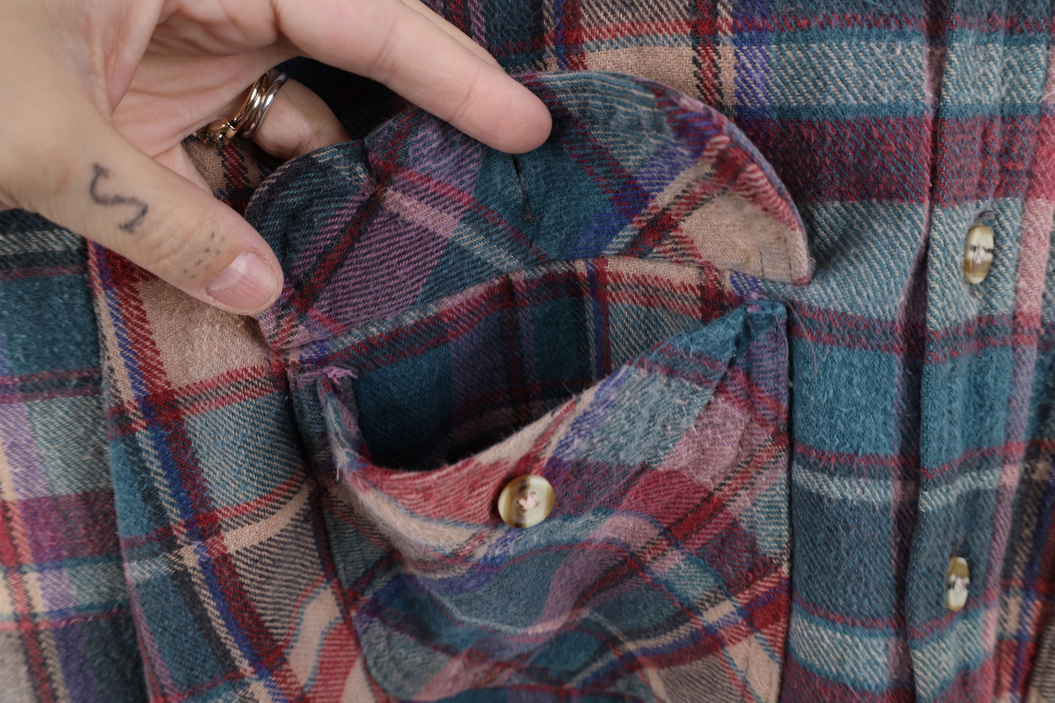 Vintage Vintage 90s Streetwear Heavyweight Button Shirt Plaid Size US XXL / EU 58 / 5 - 5 Thumbnail
