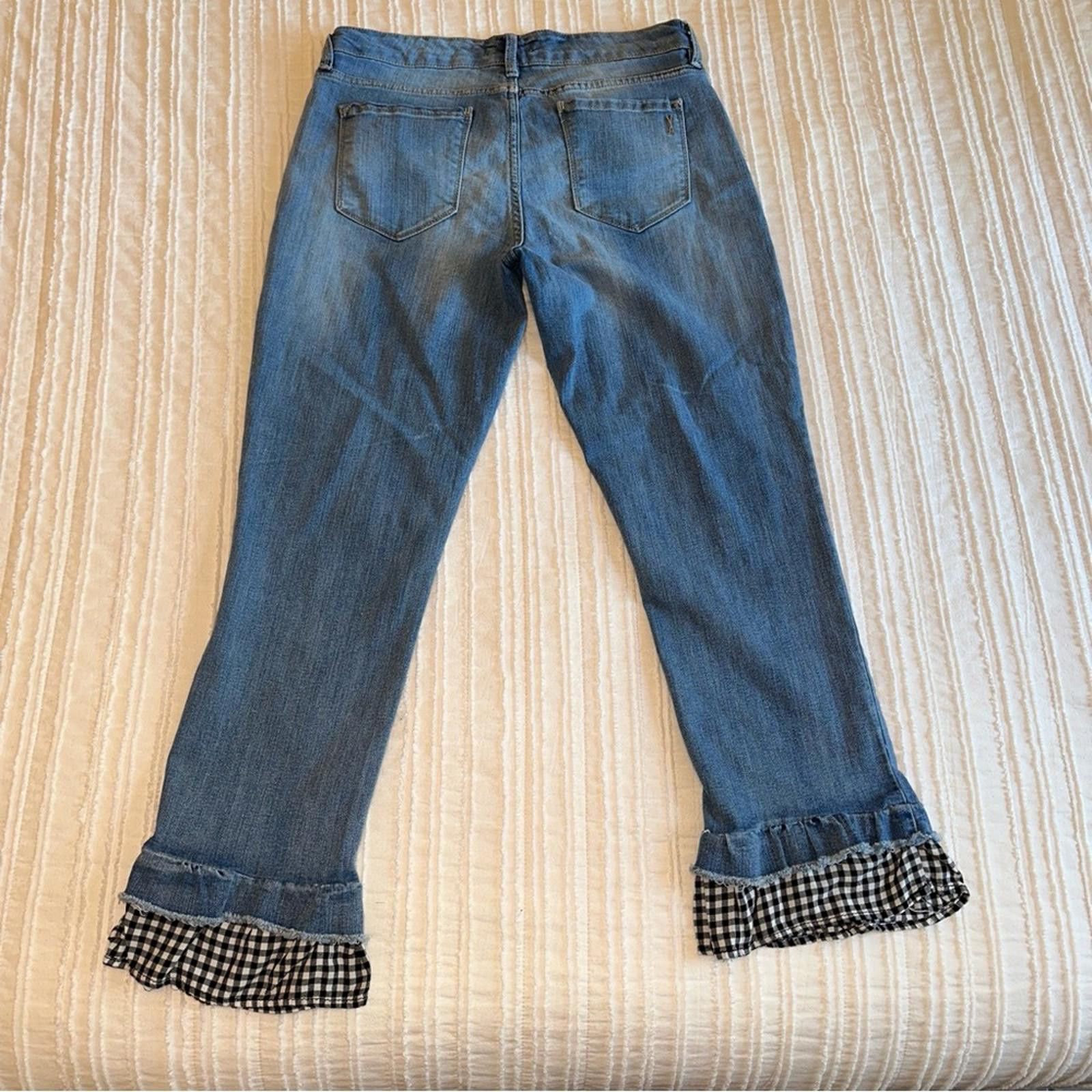 Other American Vintage 8/29 Gingham Wonderland Capri Ruffle Denim Size 30" / US 8 / IT 44 - 3 Thumbnail