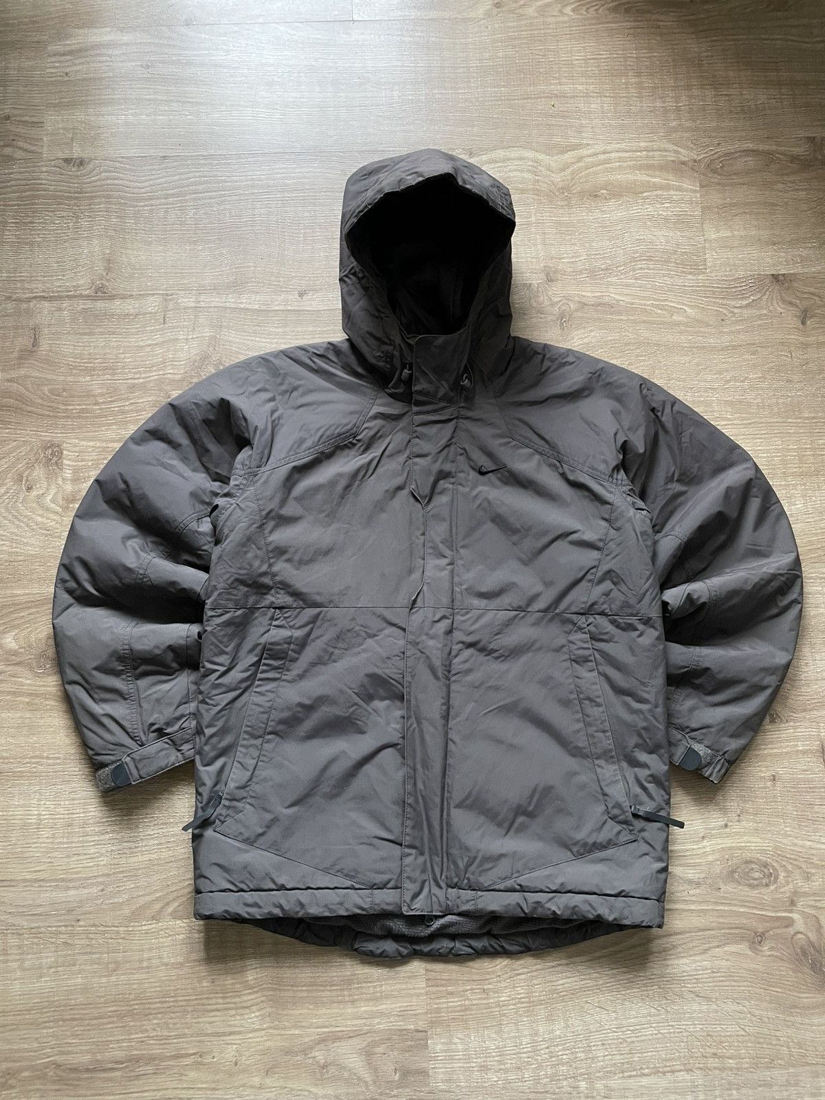 Vintage Nike Swoosh Logo Hooded Puffer Jacket 00s Y2K