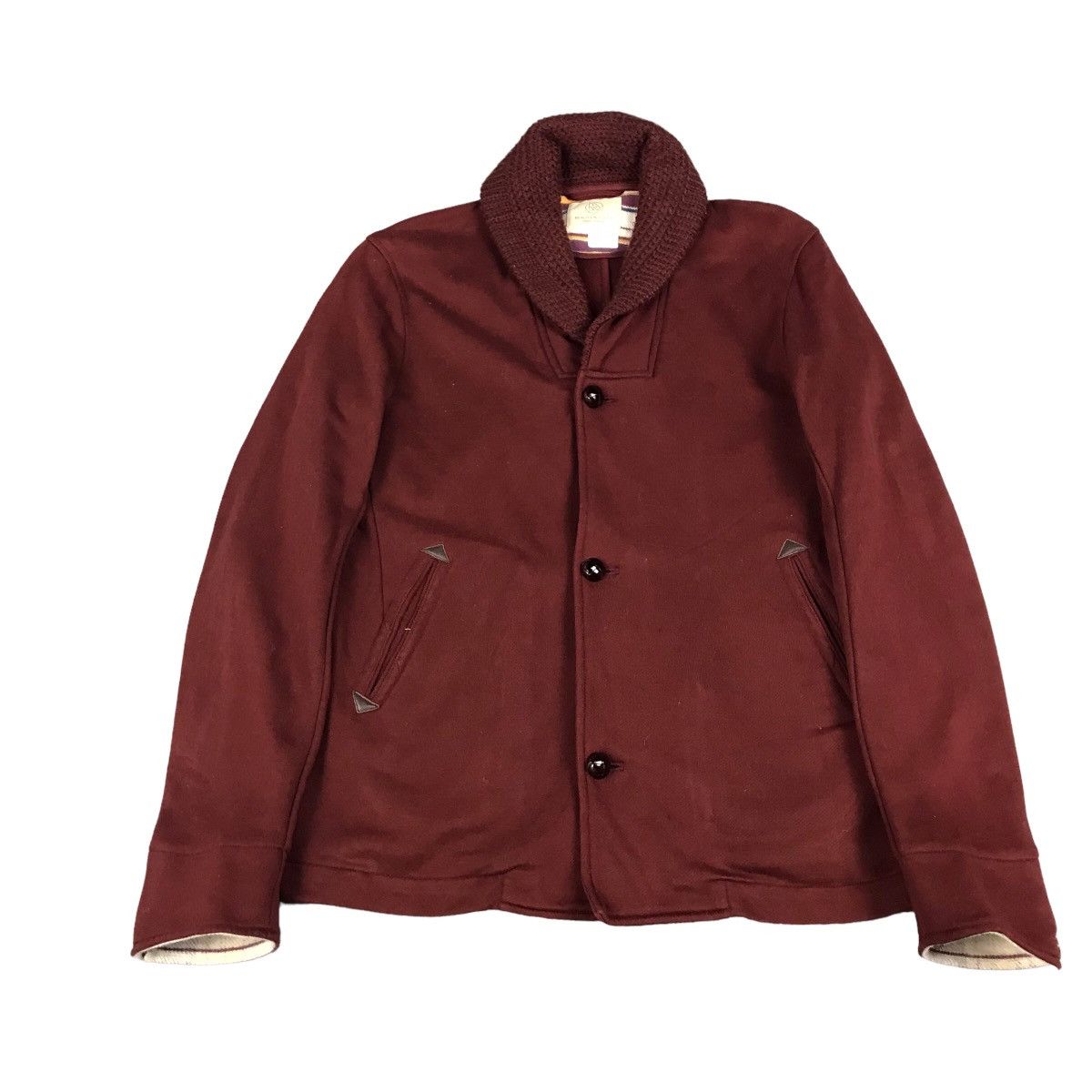 image of United Arrows Button Jacket in Dark Red, Men's (Size Large)