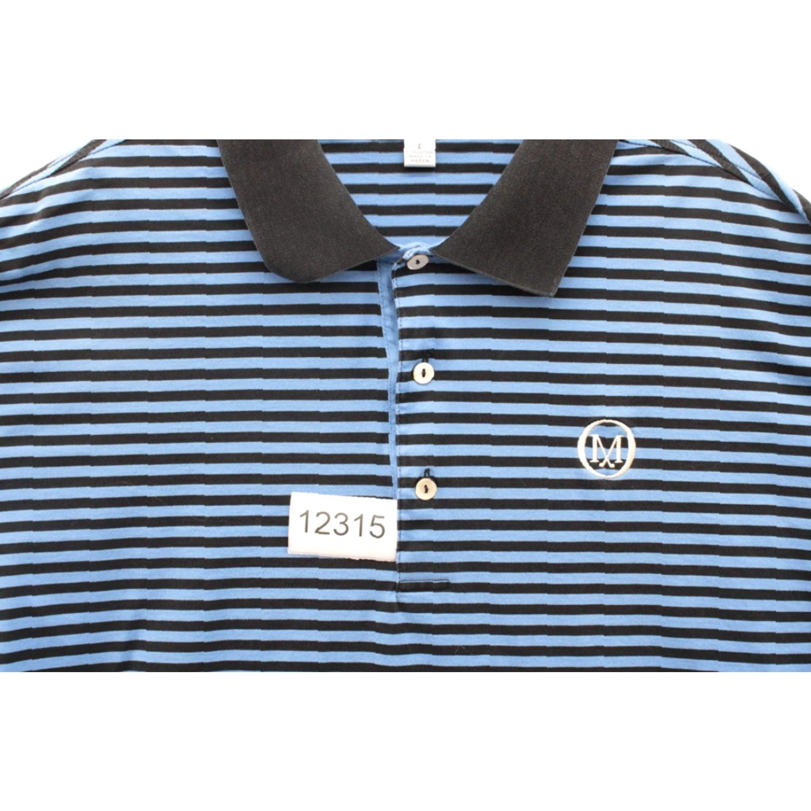 Peter Millar VINTAGE Peter Millar Polo Shirt Men's Large Blue Black Stripe Golf Embroidered Preppy Size US L / EU 52-54 / 3 - 8 Thumbnail