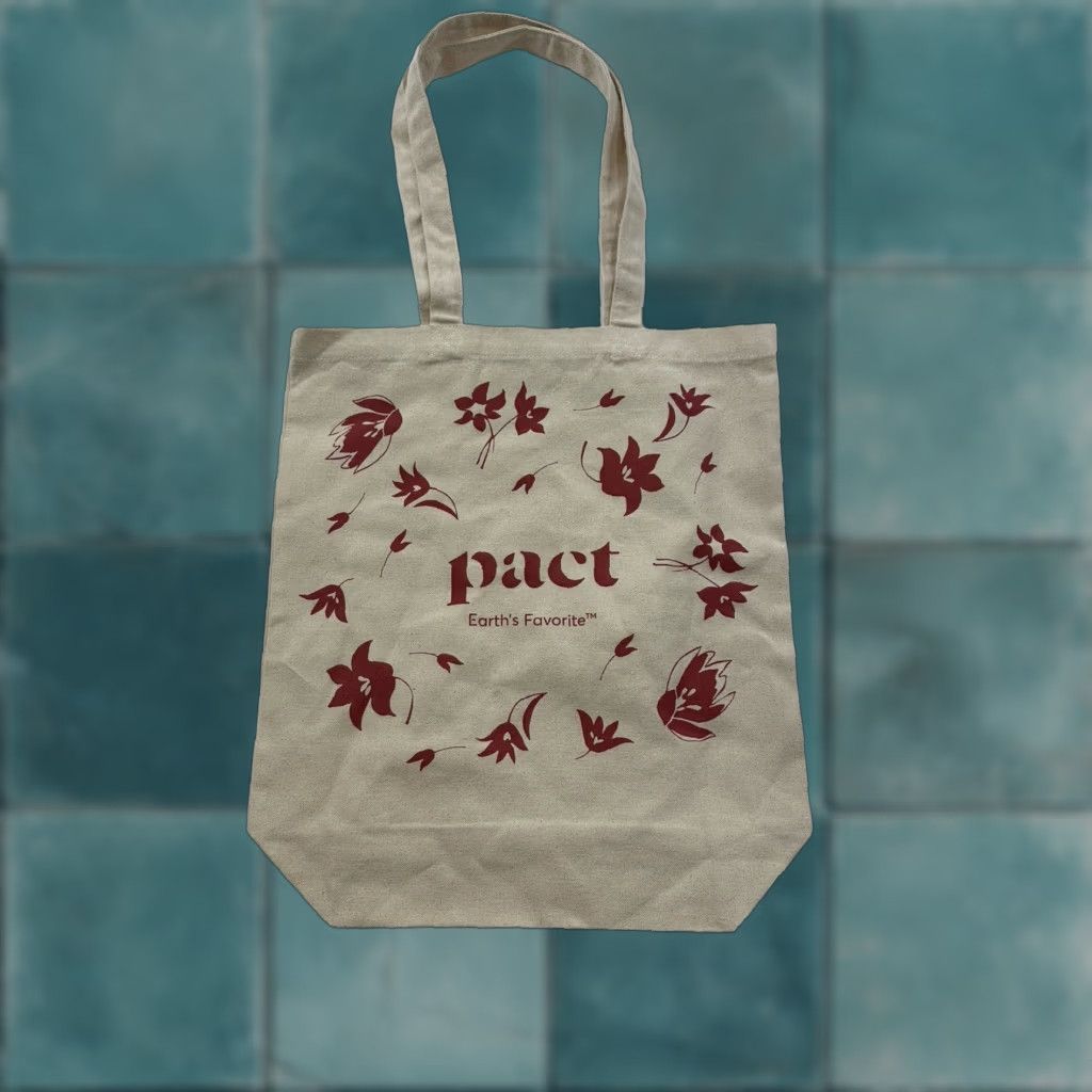 Vintage Pact Organic Tote Bag Floral Canvas Beige Women Tote Bag with Floral Pattern Canvas Exterior Size ONE SIZE - 1 Thumbnail