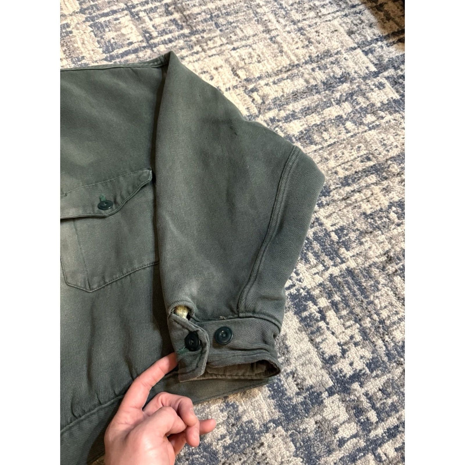 Vintage VINTAGE 1940s Cropped Full Zip Cotton Work Jacket XL Green Men Short Length Size US XL / EU 56 / 4 - 5 Thumbnail