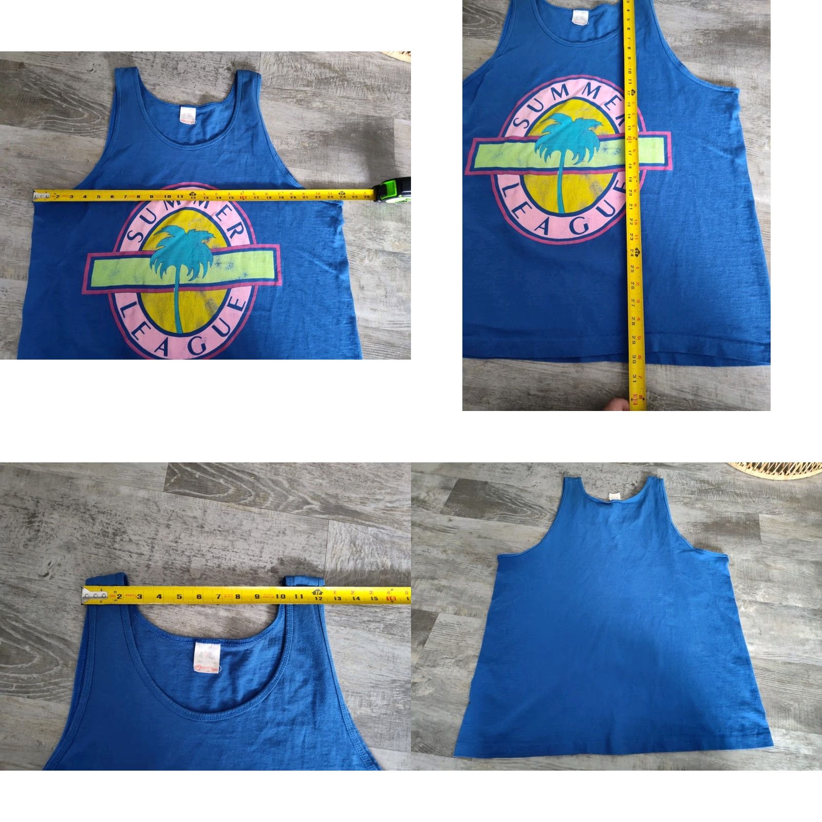 Fruit Of The Loom VINTAGE Fruit of the Loom Graphic Print Summer League Tank Top 80s Blue XL Mens Size US XL / EU 56 / 4 - 8 Thumbnail