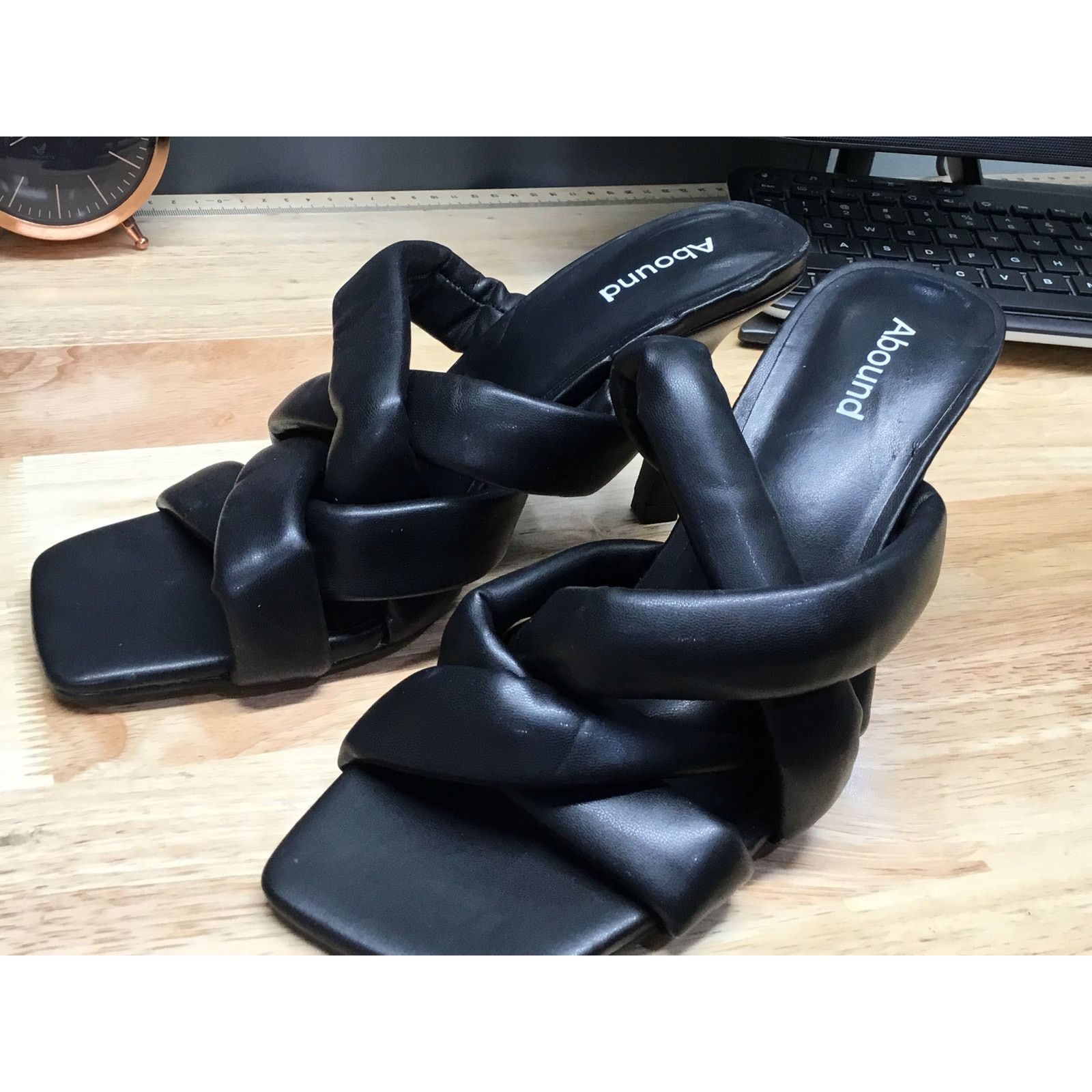 Other Abound Violeta Puffy Strap Sandals Women's 8 Black Leather Size US 8 / IT 38 - 4 Thumbnail