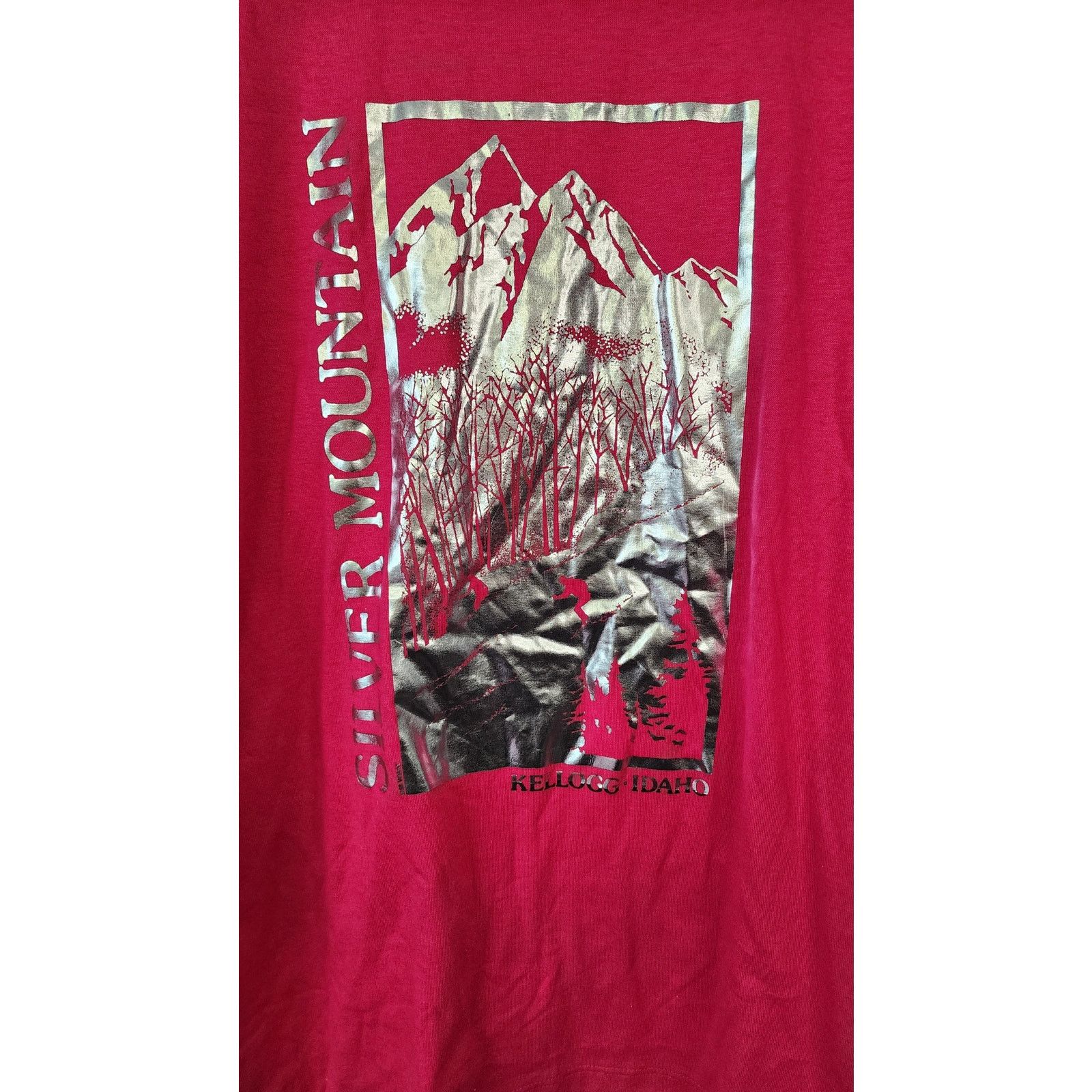 Jerzees Vintage Silver Mountain Shirt Pink Nature Test Print VTG 90s Size US L / EU 52-54 / 3 - 4 Thumbnail