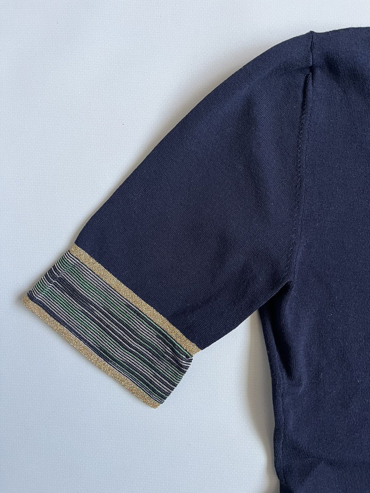 Missoni Missoni Women Blue & Gold Slim Short Sleeve T-shirt Size M / US 6-8 / IT 42-44 - 5 Thumbnail