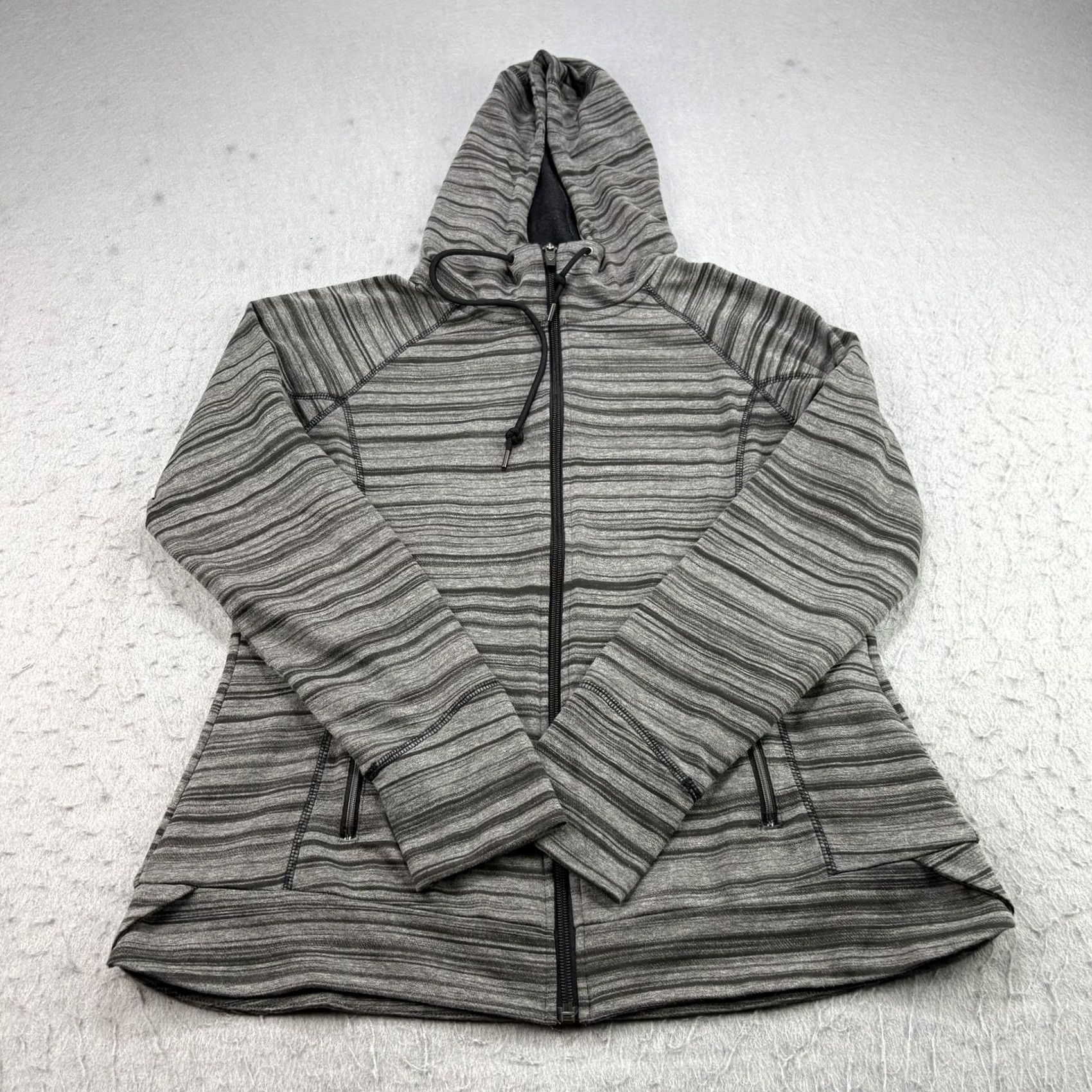 Vintage KÜHL Piper Jacket Womens Medium Gray Striped Full Zip Hoodie Outdoor Casual Size M / US 6-8 / IT 42-44 - 2 Thumbnail