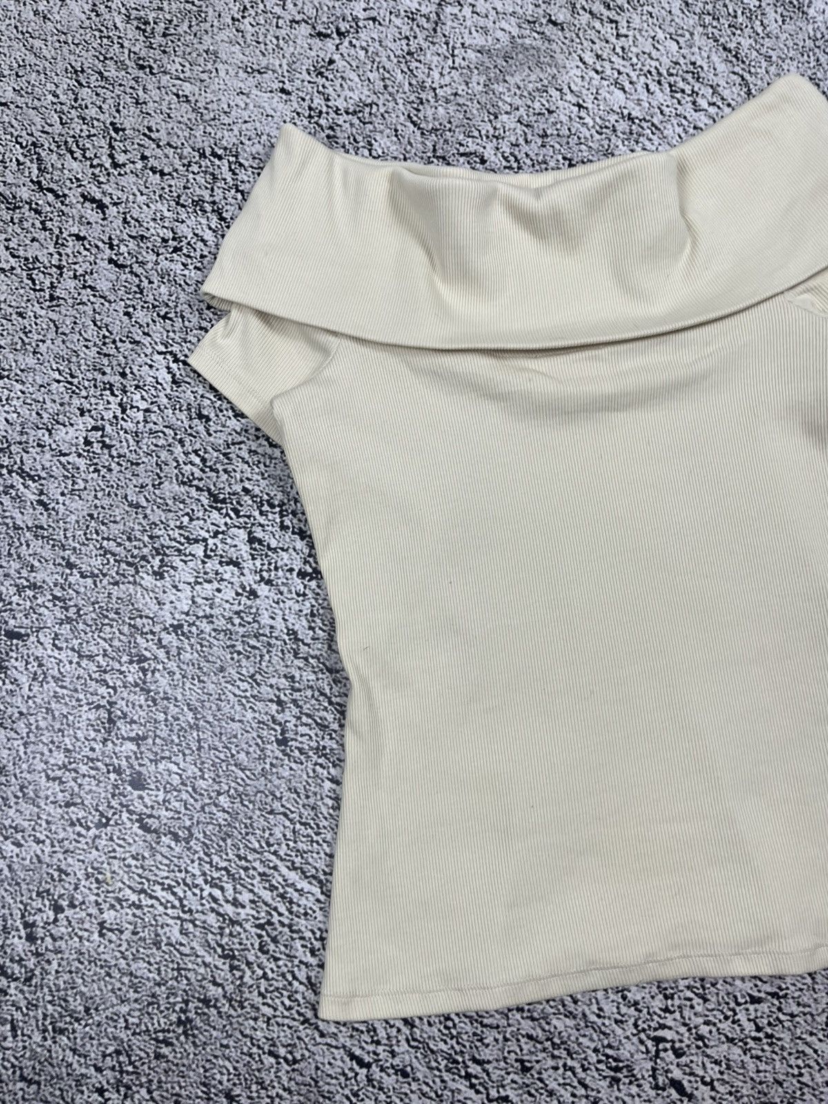 Sezane Sézane Jared Off-Shoulder Ribbed Cream Top Size M / US 6-8 / IT 42-44 - 9 Thumbnail