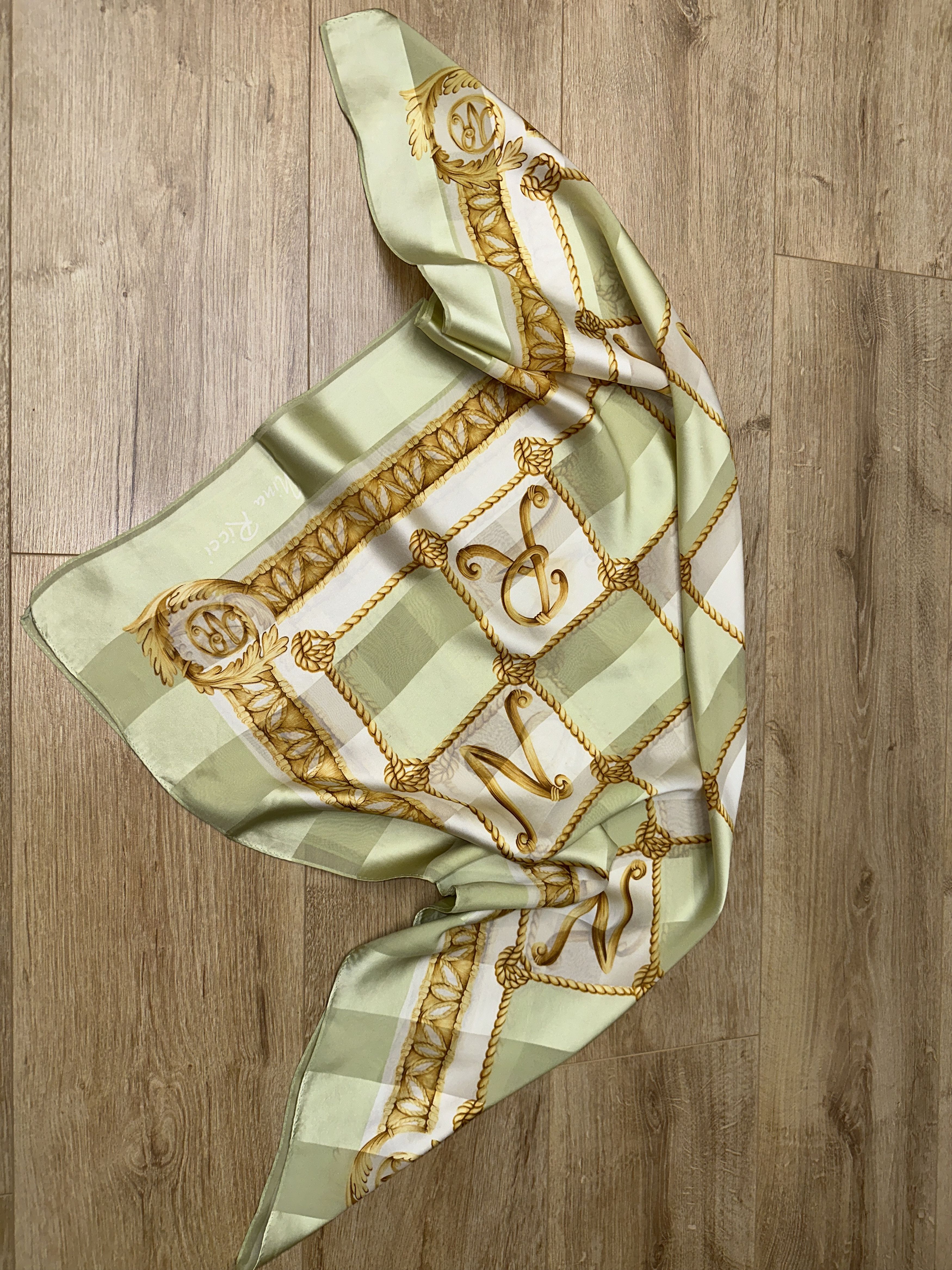 Nina Ricci Nina Ricci Paris 100% Silk Rope Lattice Square Scarf 86x85 Size ONE SIZE - 13 Thumbnail