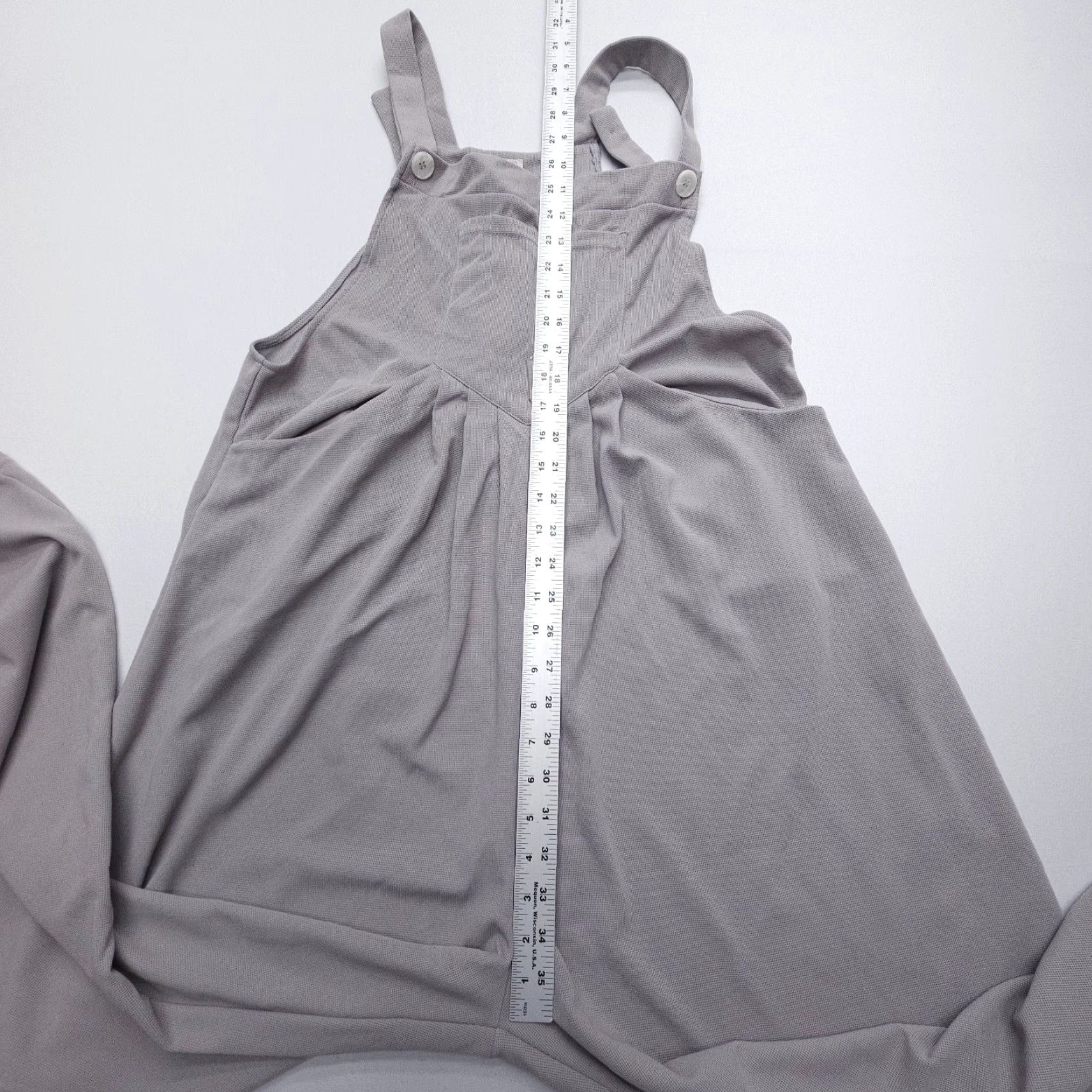 Vintage Halara Wide-Leg Waffle Bib Overalls Womens Large Gray Adjustable Straps Stretch Size 36" / US 14 / IT 50 - 7 Thumbnail