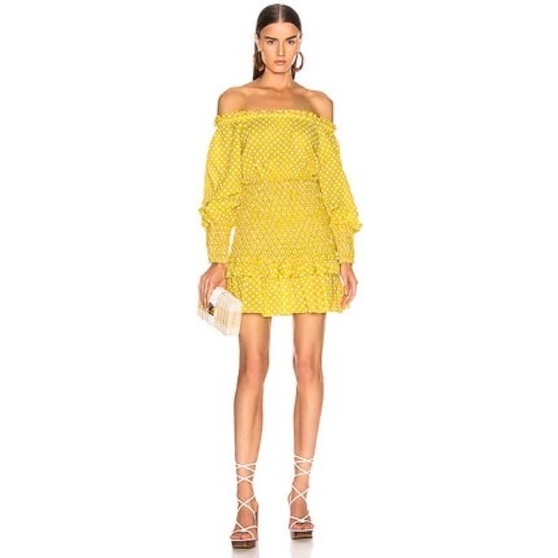 ALEXIS Alexis Marilena Smocked Polka Dot Off Shoulder Mini Dress L Size L / US 10 / IT 46 - 13 Thumbnail