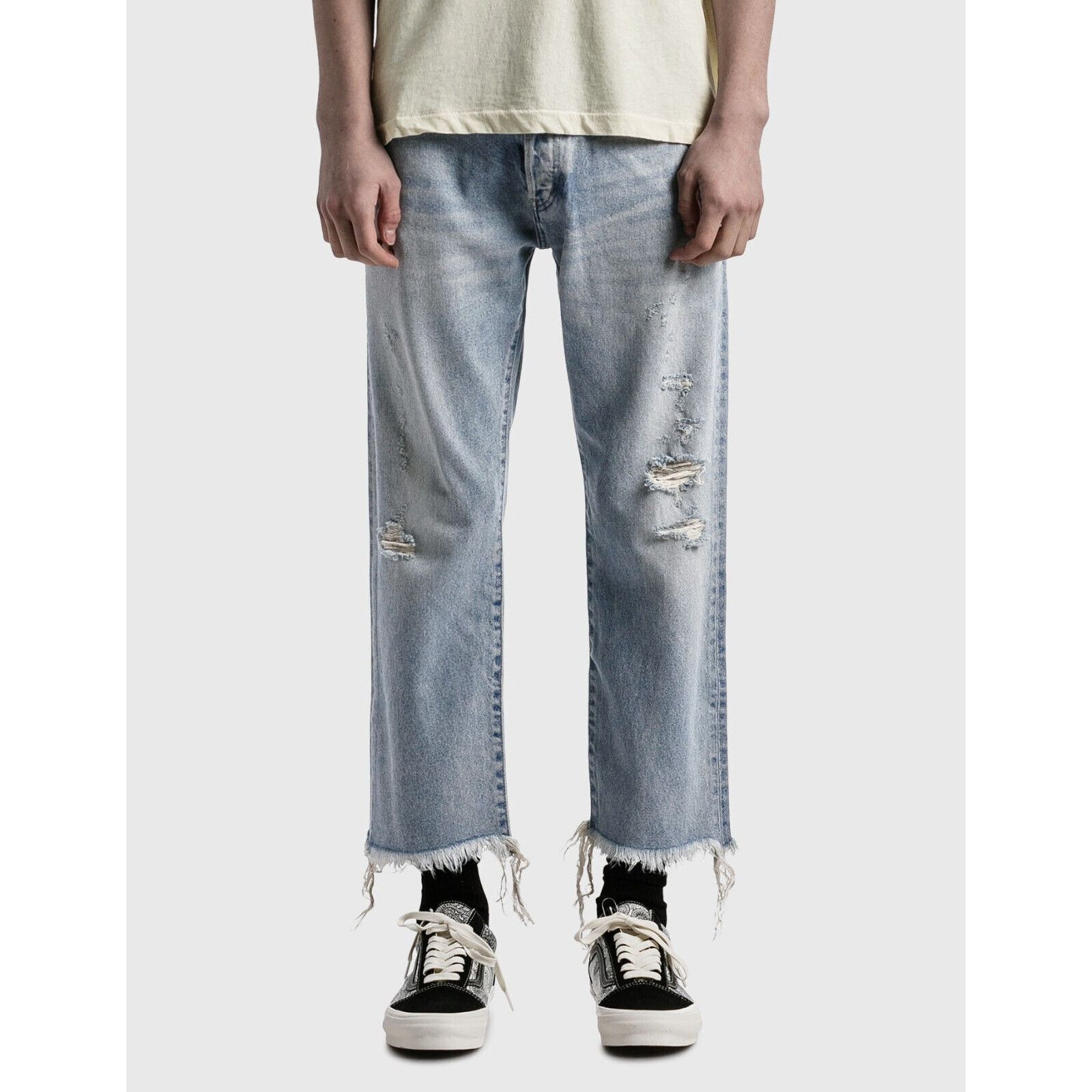 John Elliott John Summit Men's The Kane 2 Casper Cropped Distressed Jeans Size US 38 / EU 54 - 3 Thumbnail