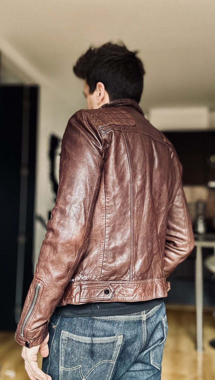 Allsaints All Saints Biker Conroy Lamb Leather Jacket XS Brown Size US XS / EU 42 / 0 - 6 Thumbnail