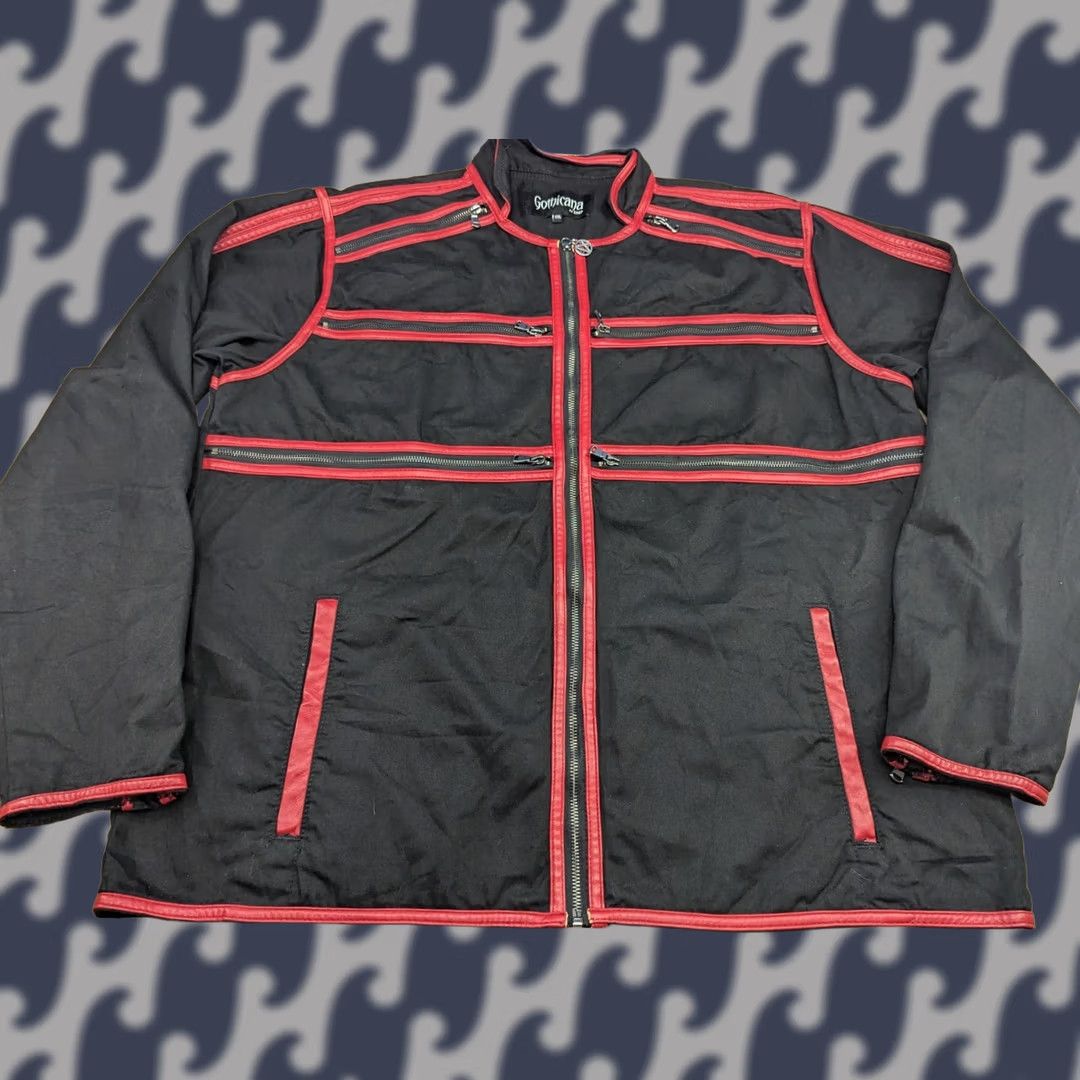Vintage EMP Gothicana Jacket Mens 2XL Red Cotton Canvas Full Zip Pockets Basic Jacket Athletic Slim Fit Casual Mens Size US XXL / EU 58 / 5 - 1 Thumbnail