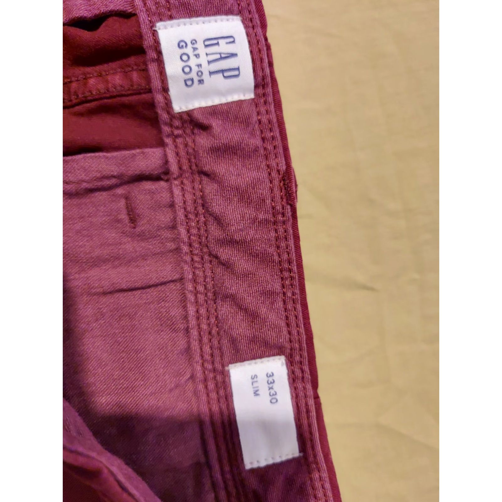 Gap Mens Gap Khaki Slim Chino Dress Pants 33x30 Beige 30 Inseam Flat Front Zip Pockets Regular Slim MENS Size US 33 - 6 Thumbnail
