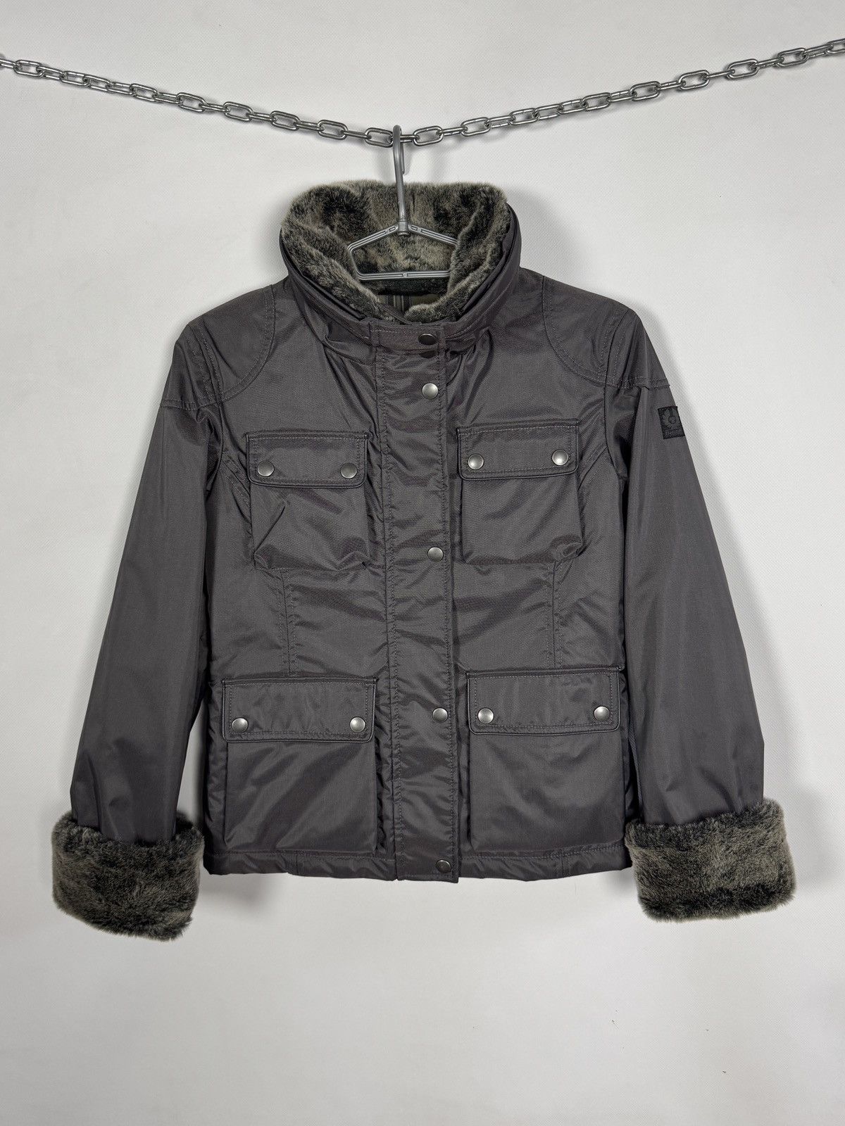 Belstaff Belstaff Faux Fur Trim Lined Biker Moto Nylon Jacket Size 12 Size M / US 6-8 / IT 42-44 - 1 Thumbnail