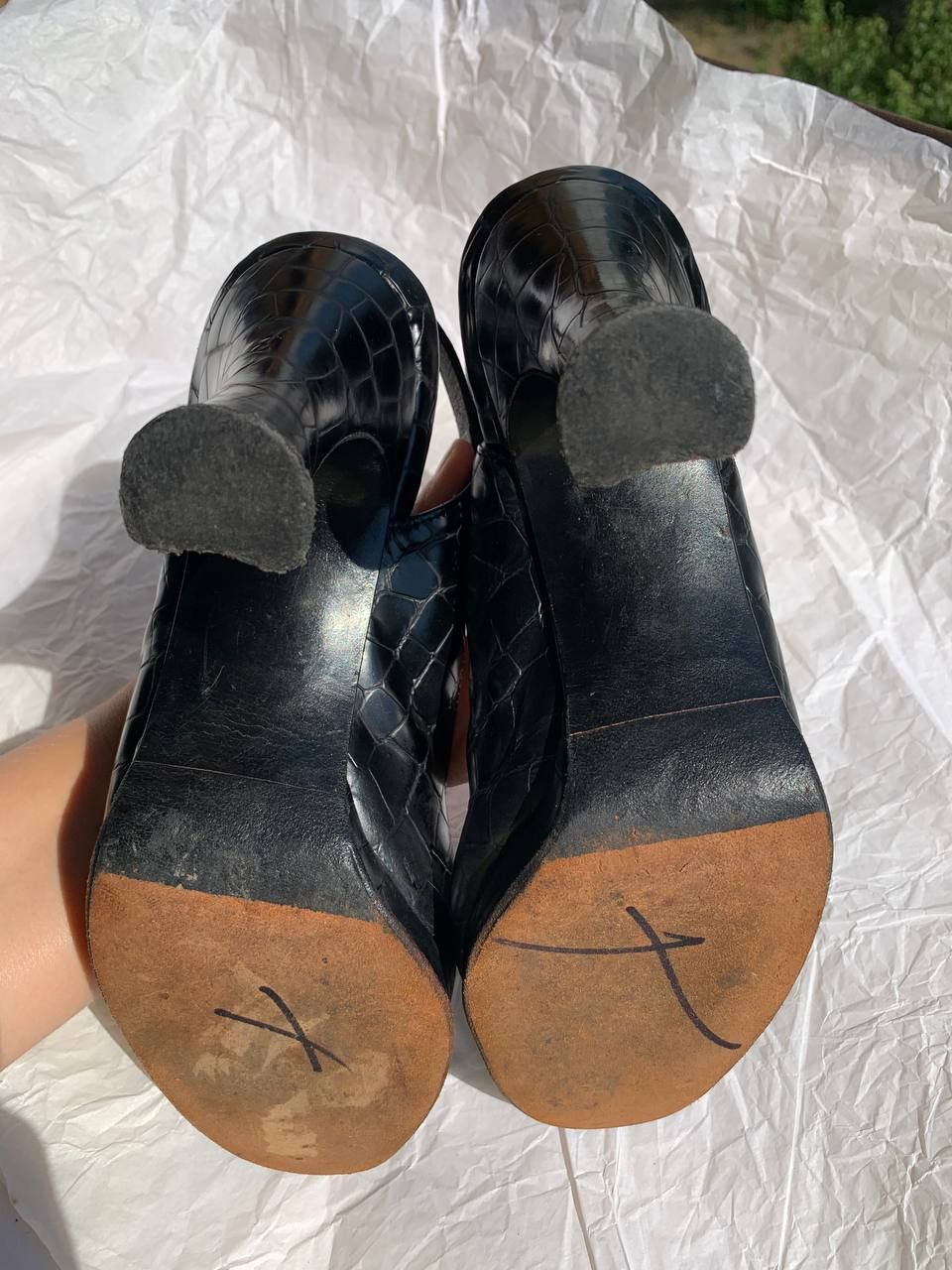 Stuart Weitzman × Vintage Stuart Weitzman vintage black leather slingback sandals Size US 7.5 / IT 37.5 - 9 Thumbnail