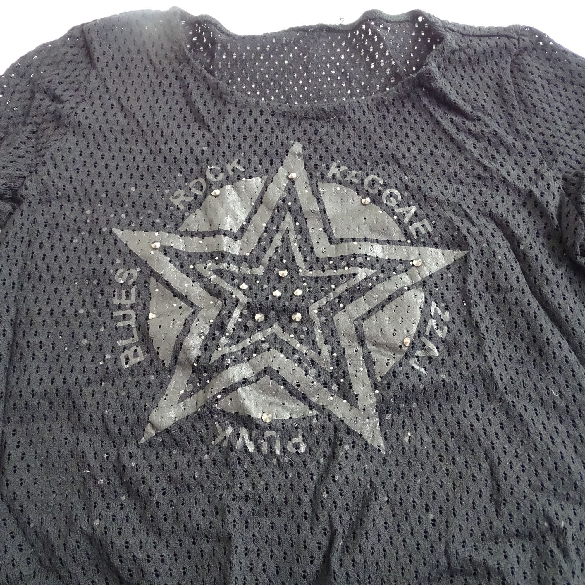 Other France Mode Black Mesh Studded Star Graphic Top Women Size S Size S / US 4 / IT 40 - 2 Thumbnail
