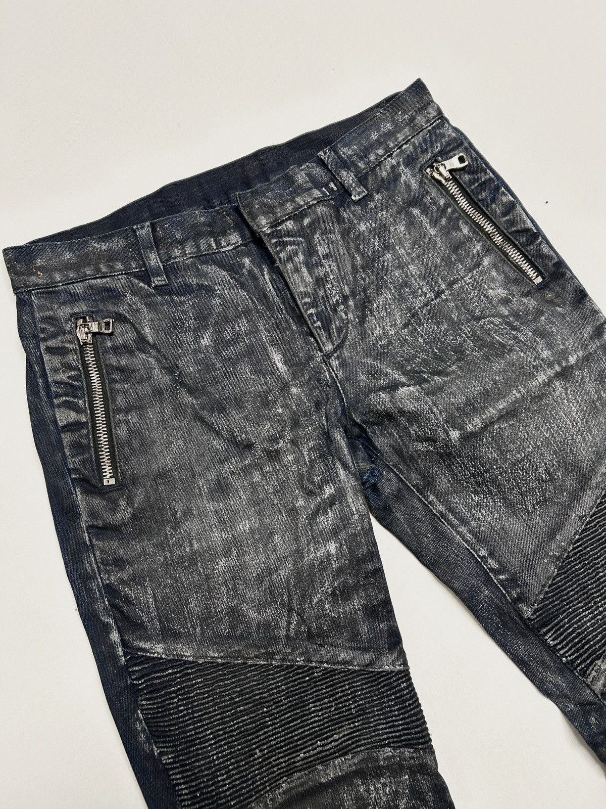 Balmain SS2017 Indigo Waxed Biker Denim Size US 30 / EU 46 - 3 Thumbnail
