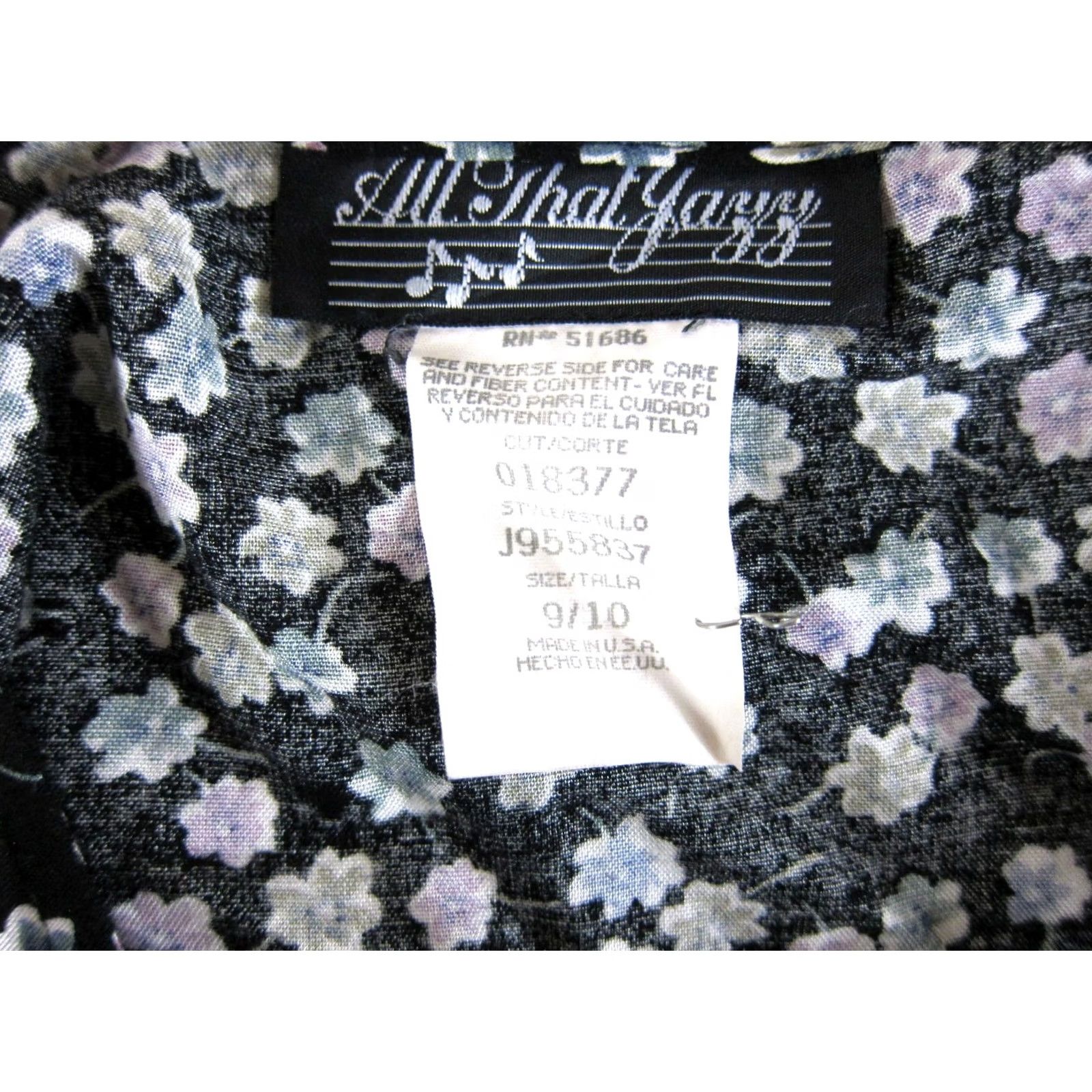 Vintage VTG All That Jazz Dress Maxi Floral Short Sleeve Long Black Purple Blue Rayon L Womens Size 36" / US 14 / IT 50 - 3 Thumbnail