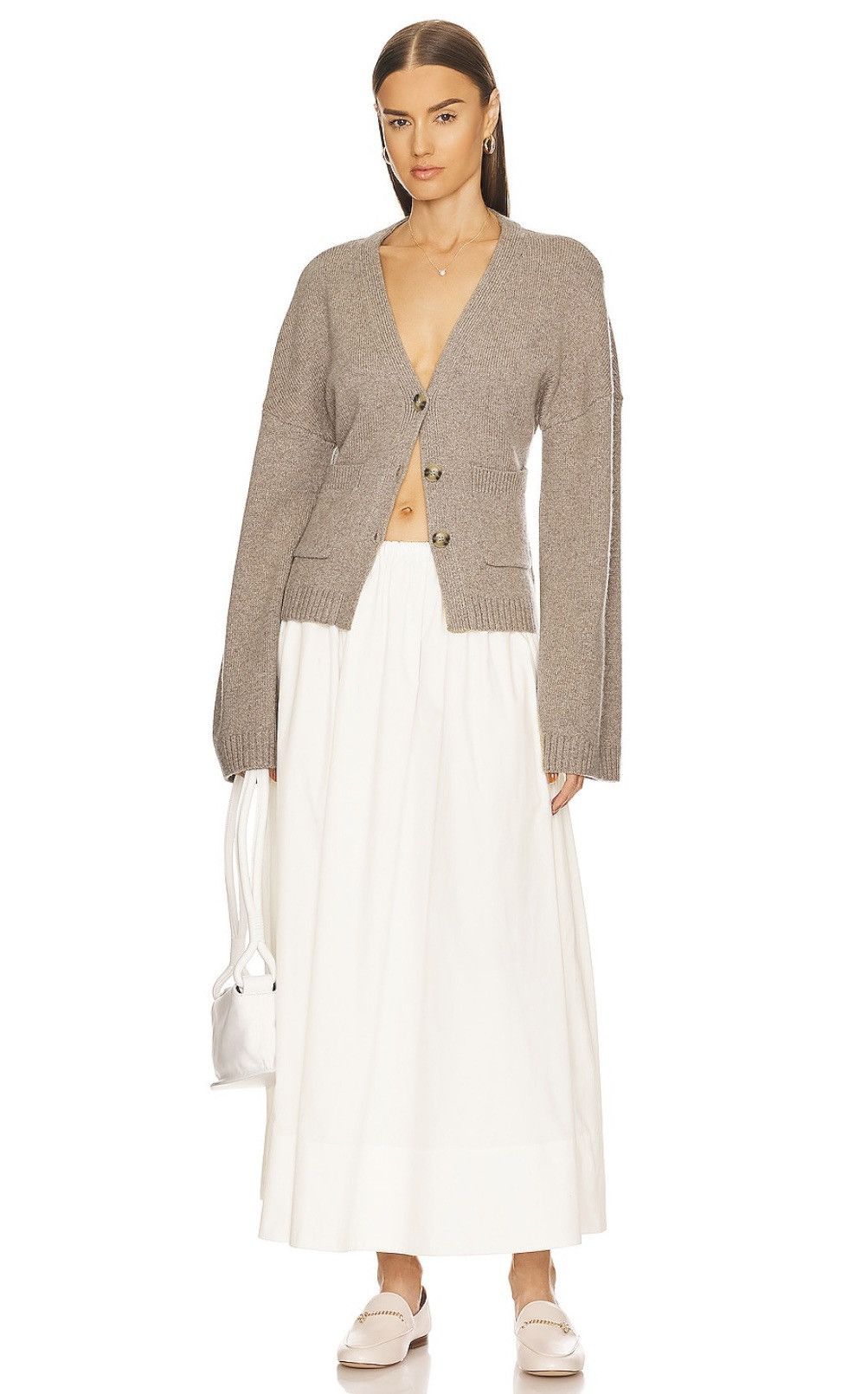 Designer Helsa Cotton Poplin Midi Skirt in White Size 25" / US 0 / IT 36 - 1 Thumbnail