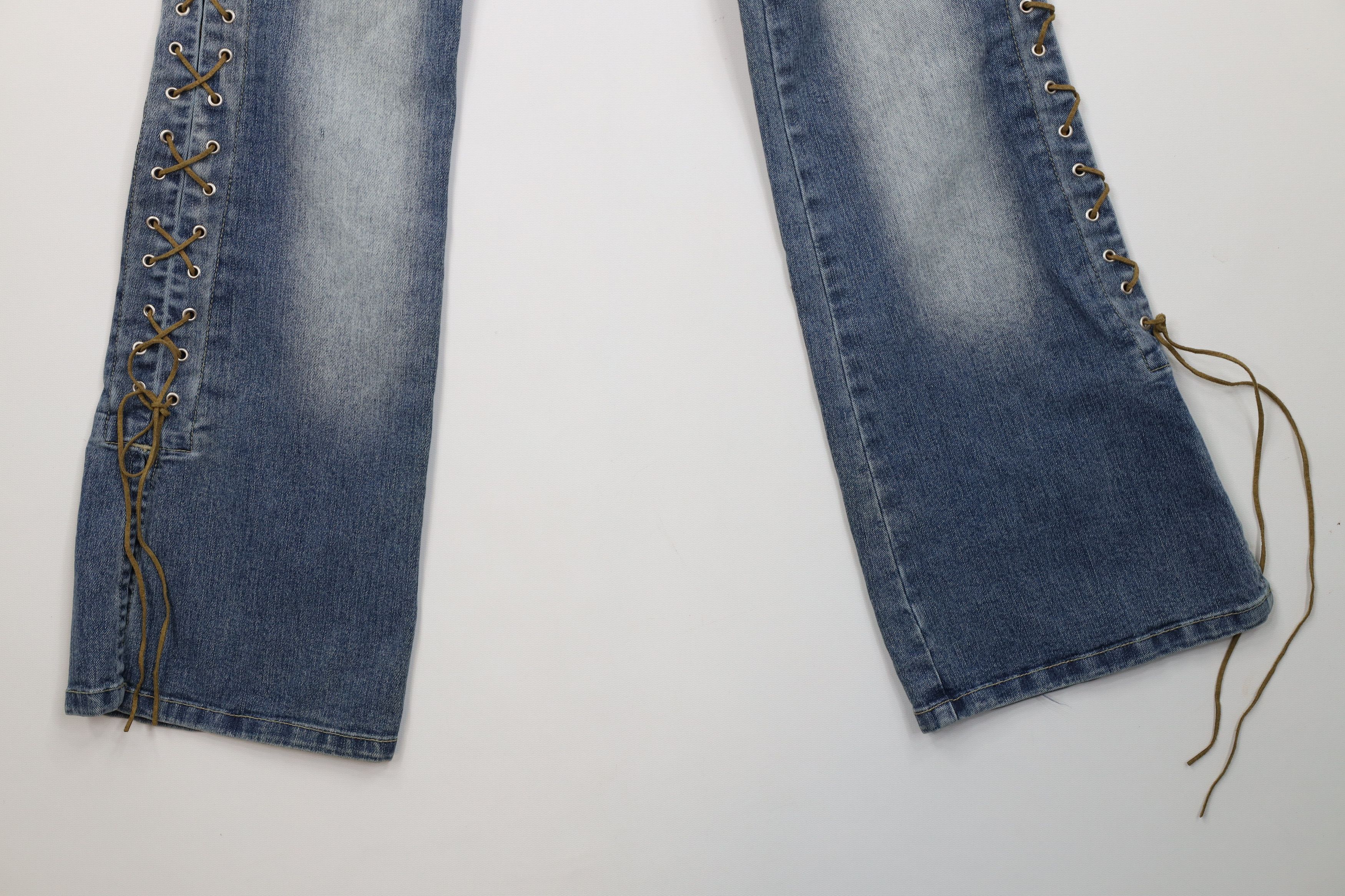 Vintage Vintage 90s Y2K Babydoll Tie Flared Wide Leg Denim Jeans Size 27" / US 4 / IT 40 - 4 Thumbnail