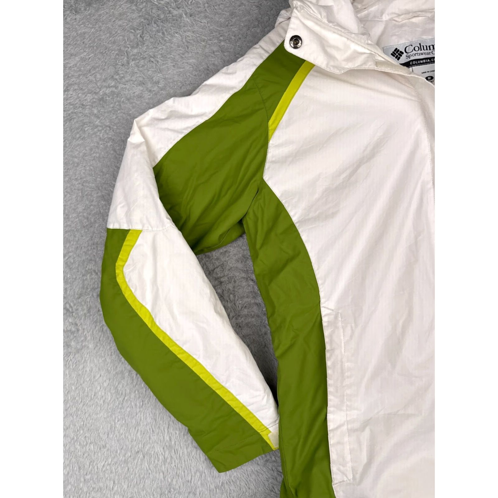 Rains Columbia Jacket Womens Medium Green White Water Resistant Hooded Full Zip Rain Size S / US 4 / IT 40 - 7 Thumbnail