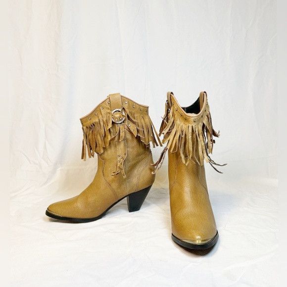 Other Santa Fe Leather Rhinestone Fringe Cowgirl Western Boots Size US 9 / IT 39 - 2 Thumbnail