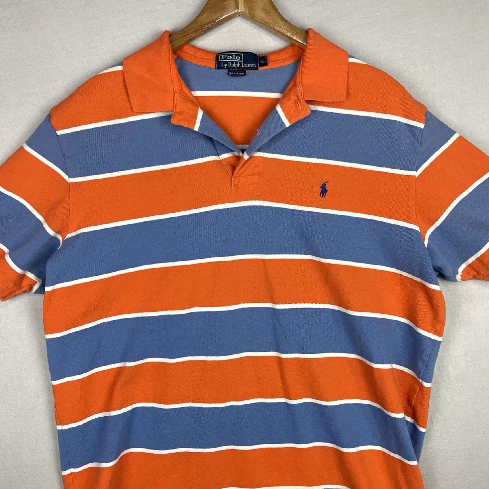 Polo Ralph Lauren Polo Ralph Lauren Shirt Mens XL Polo Striped Short Sleeve Blue Orange Preppy Size US XL / EU 56 / 4 - 2 Thumbnail
