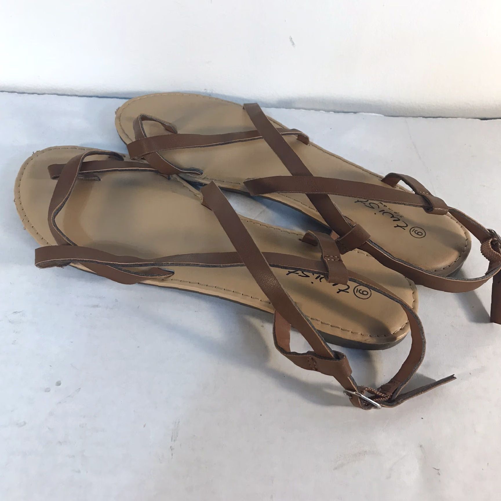Twisted X Twisted Brown Leather Strappy Flat Sandals Womens Size 9 Adjustable Buckle Comfort Size US 9 / IT 39 - 4 Thumbnail