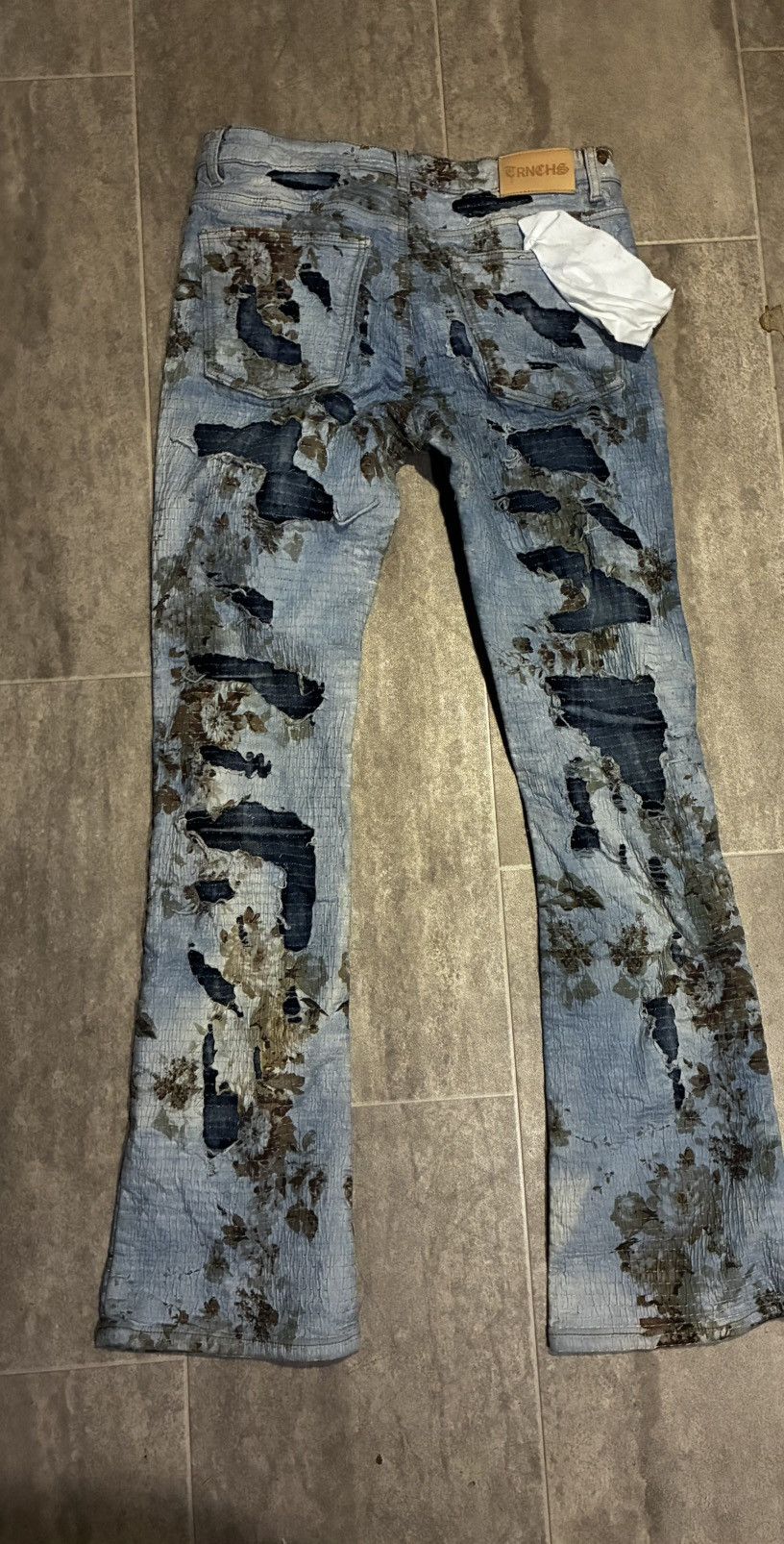 Other Distressed denim flare jeans in black and grey Size US 34 / EU 50 - 2 Thumbnail