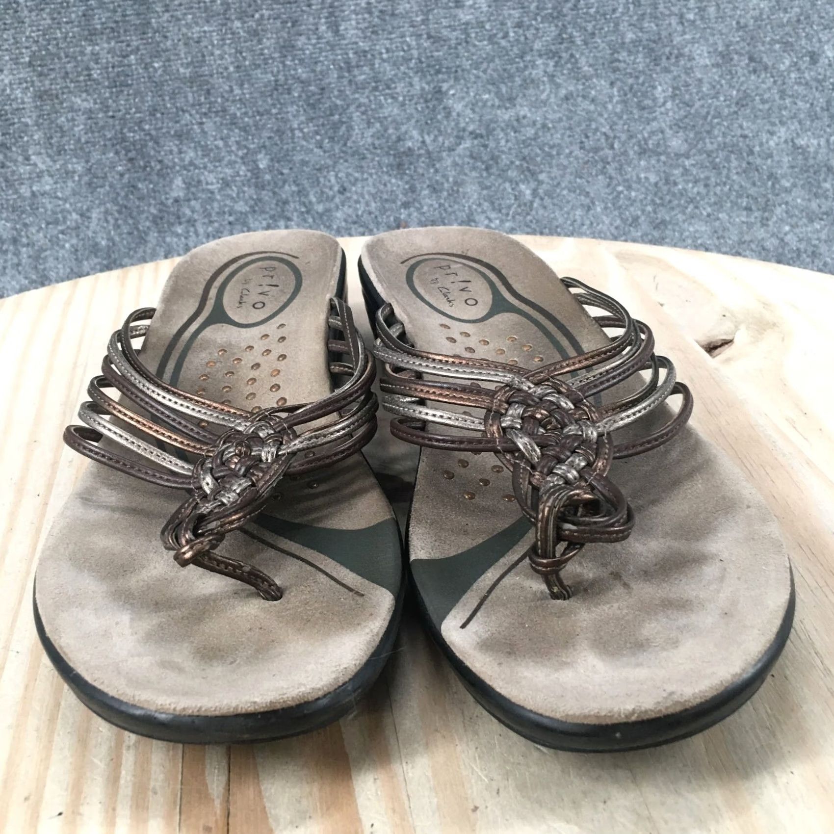 Clarks Privo By Clarks Sandals Womens 8 M Flip Flop Thong Low Heels 38007 Brown Slip On Size US 8 / IT 38 - 7 Thumbnail