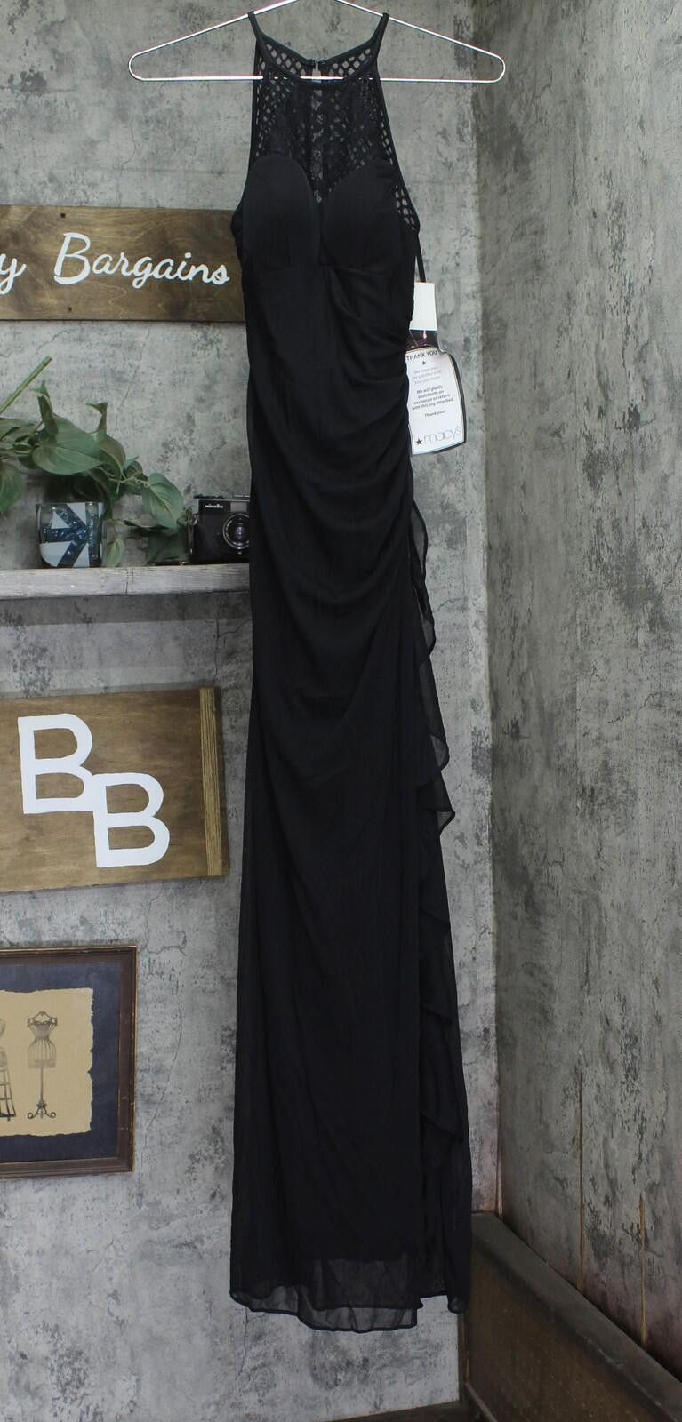 Other Blondie Nites Crochet Knit Ruched Gown Dress 56318 Black 3 Size M / US 6-8 / IT 42-44 - 1 Thumbnail