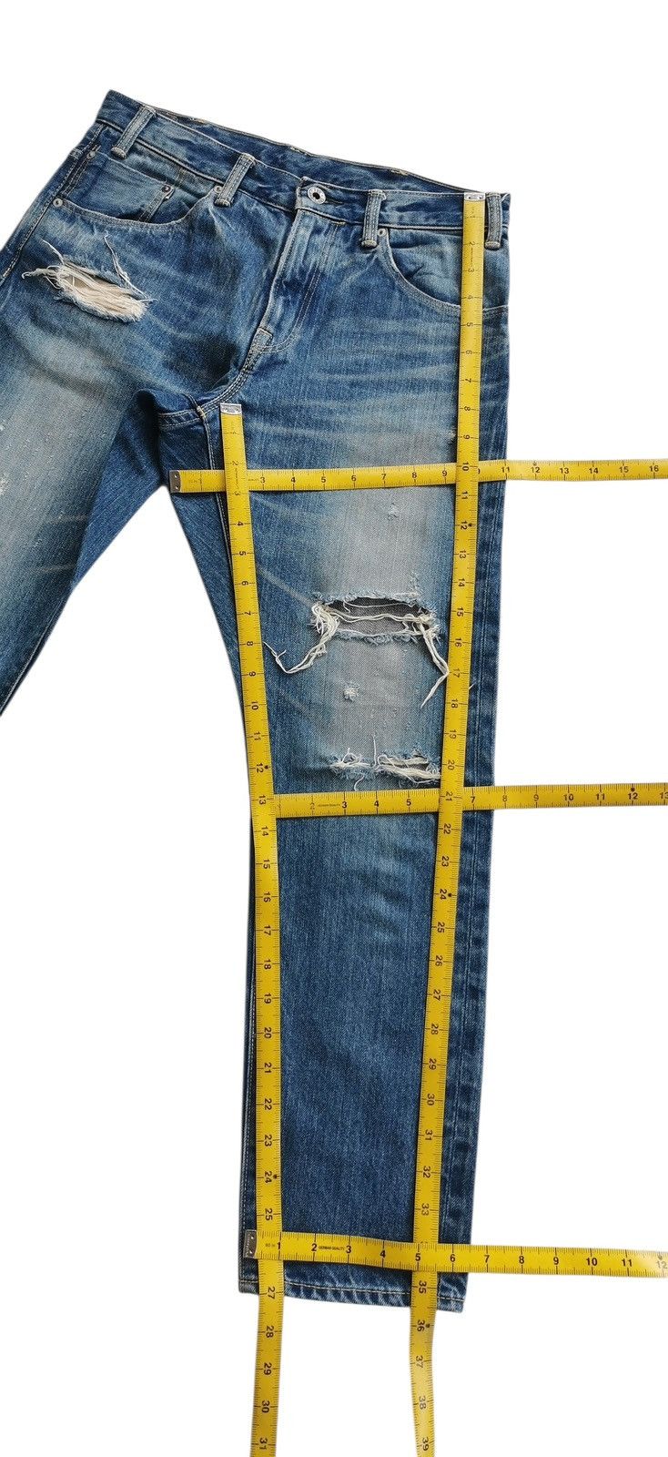 Vintage Dmg Selvedge Cropped Distressed Denim Jeans ♦️A864♦️ Size US 28 / EU 44 - 11 Thumbnail