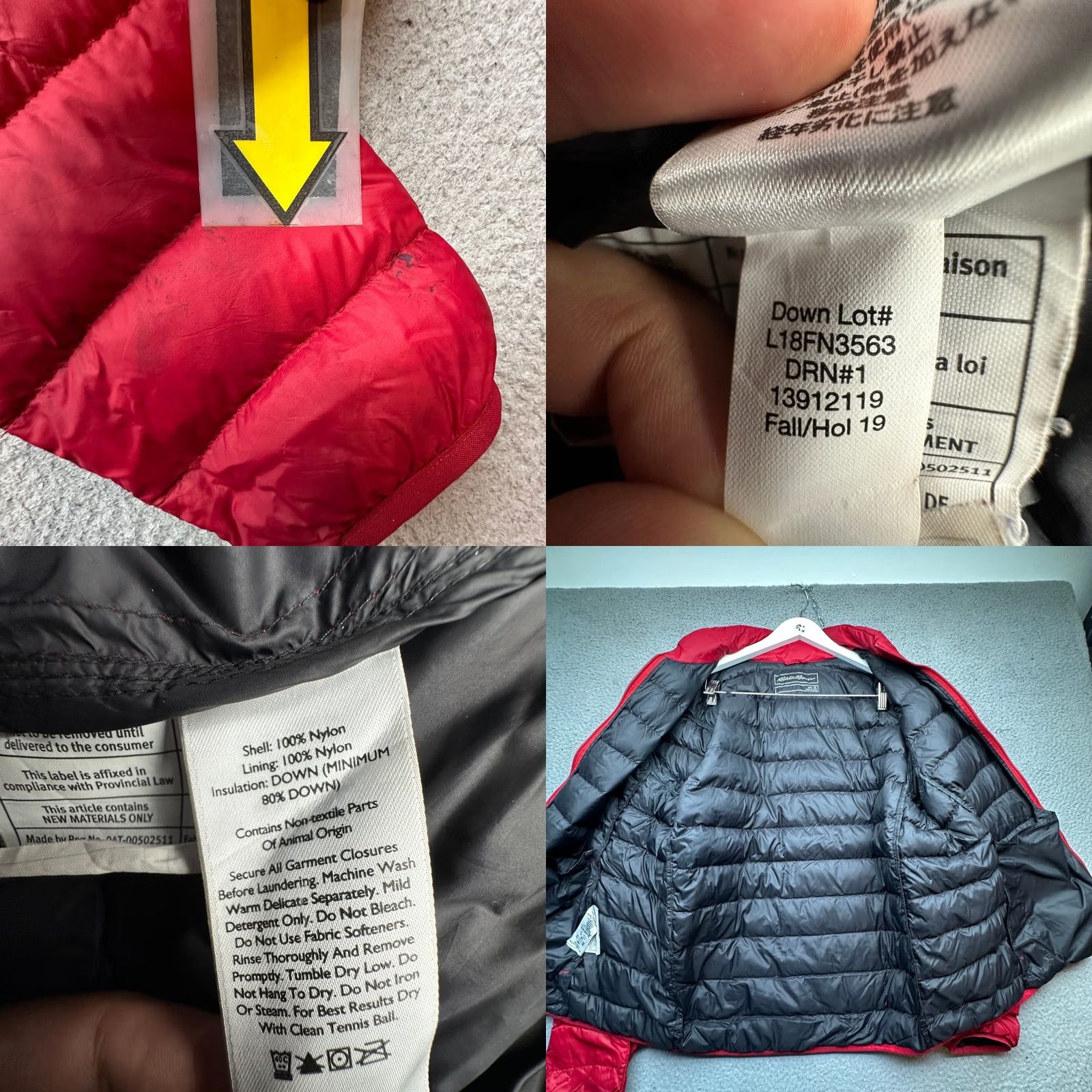 Eddie Bauer Eddie Bauer Down Insulated Puffer Jacket Men XL Red Full Zip STAINED Size US XL / EU 56 / 4 - 9 Thumbnail