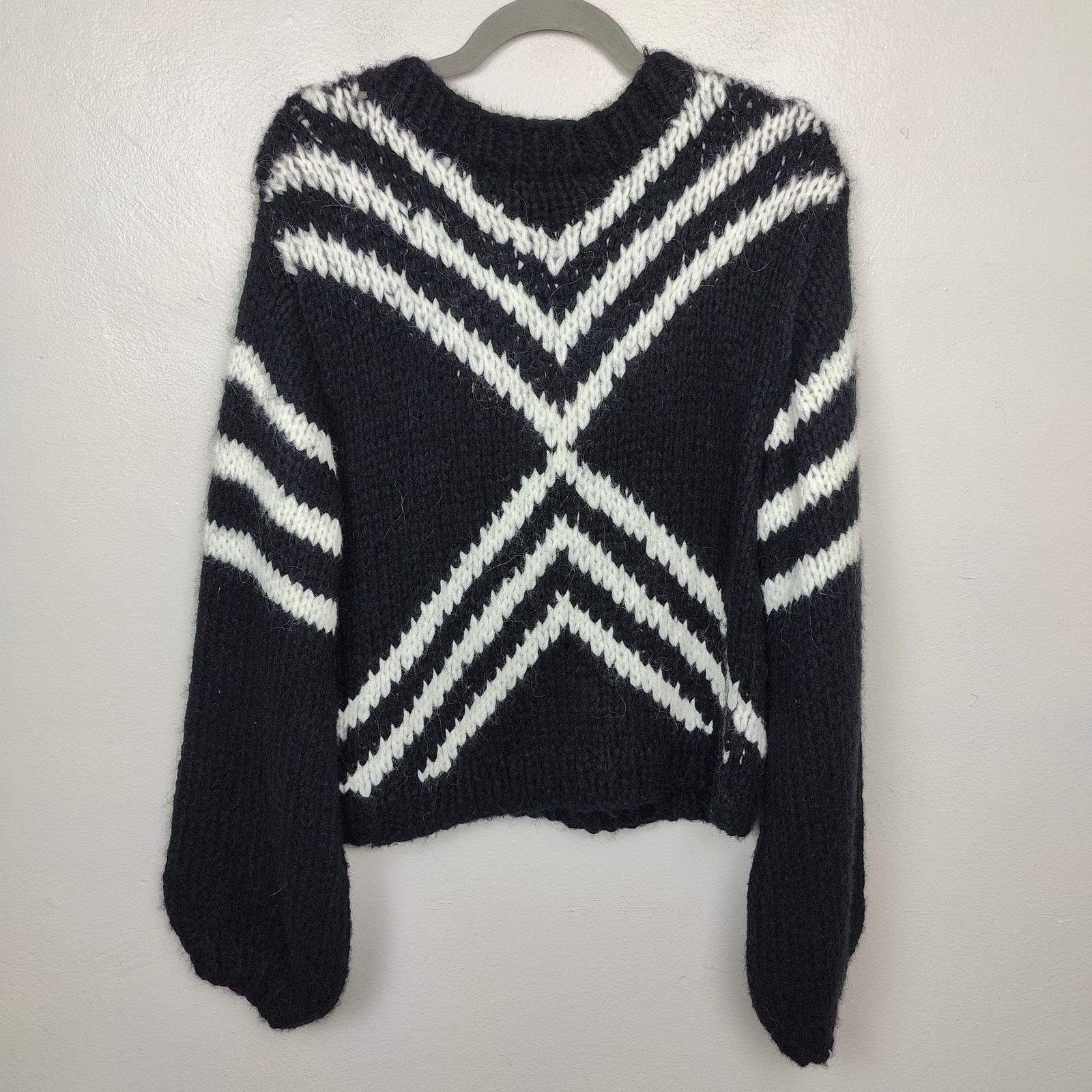 Other The Wolf Gang Sweater Womens XS S Black White Diagonal Knit Size S / US 4 / IT 40 - 5 Thumbnail