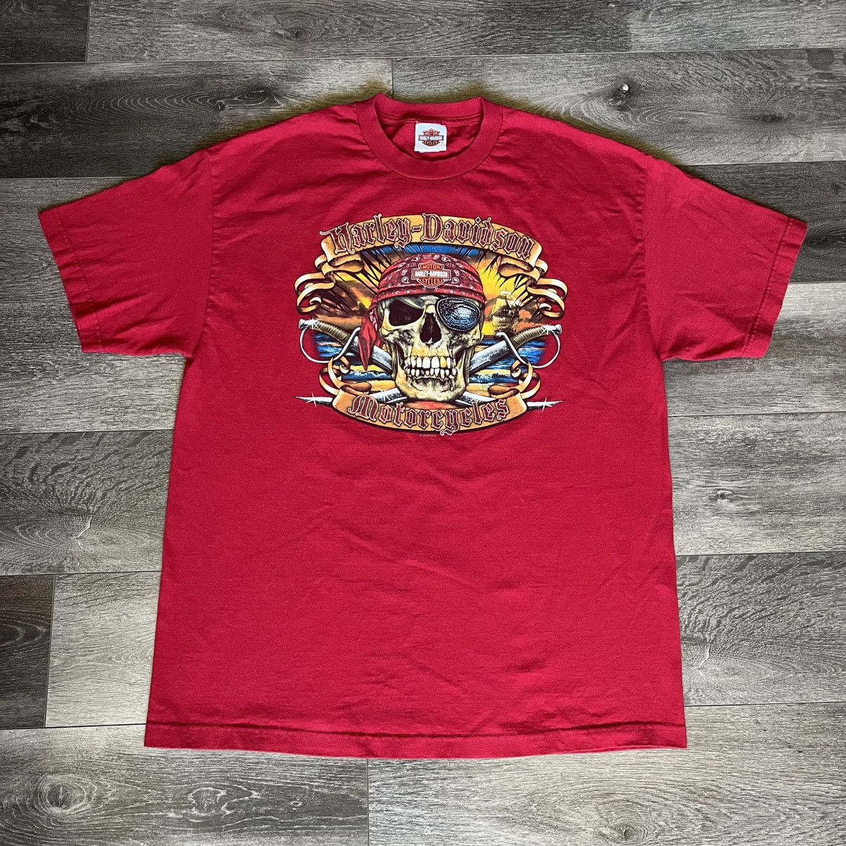 Harley Davidson × Vintage Vintage Y2K Harley Davidson Pirate Florida Skull Graphic Tee Size US XL / EU 56 / 4 - 3 Thumbnail