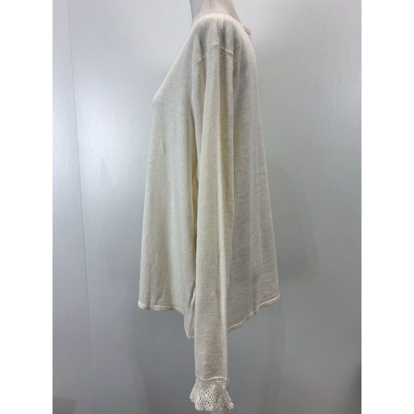 Ralph Lauren VINTAGE Lauren Ralph Lauren Women's Sweater Pullover Knit Long Sleeve Plus 3X Ivory Coastal Spring Summer Beach Classic Lightweight Breathable Size XXL / US 16-18 / IT 52-54 - 2 Thumbnail