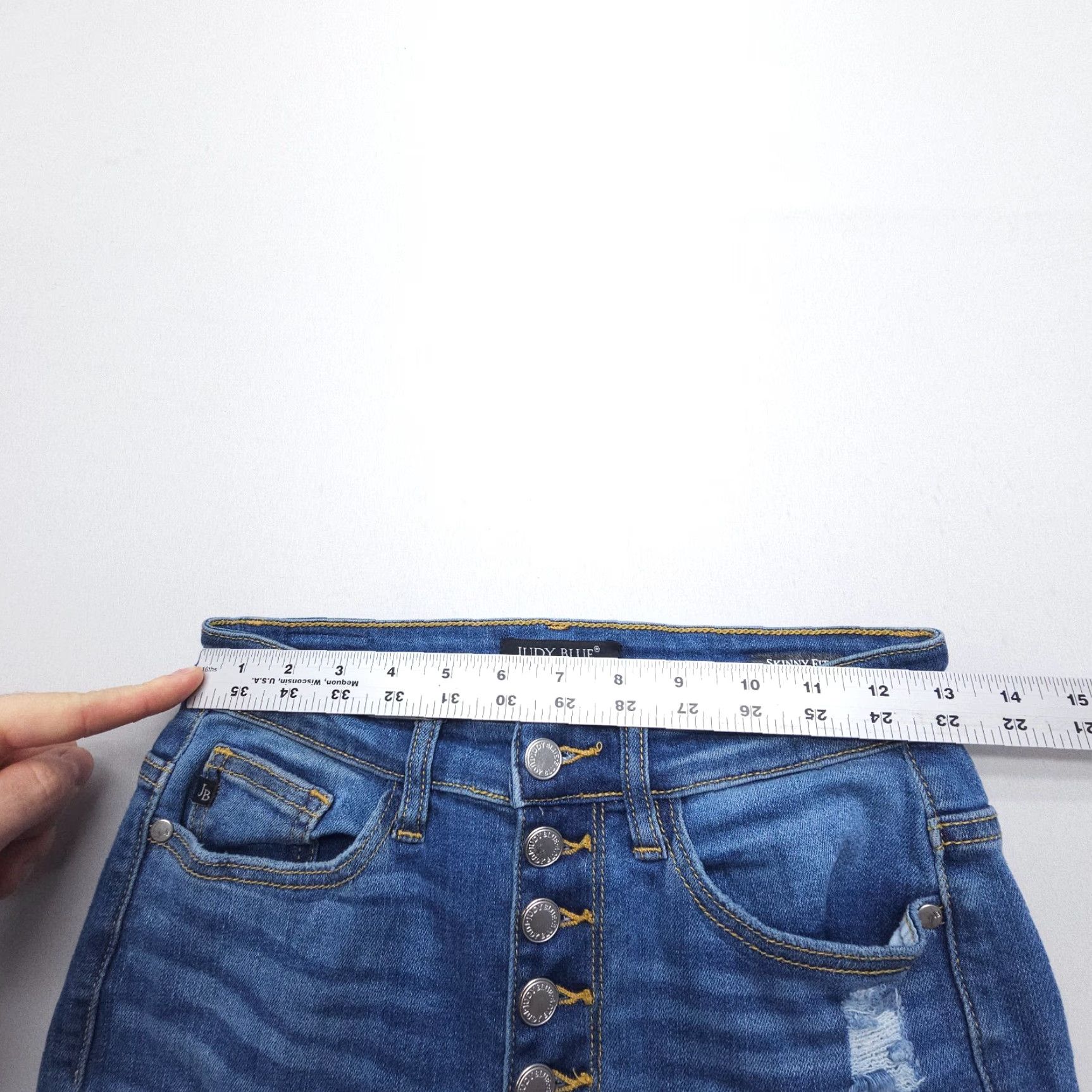 Vintage Judy Blue Skinny Fit Jeans Womens 3 26 High Rise Blue Denim Button Fly Stretch Size 26" / US 2 / IT 38 - 7 Thumbnail