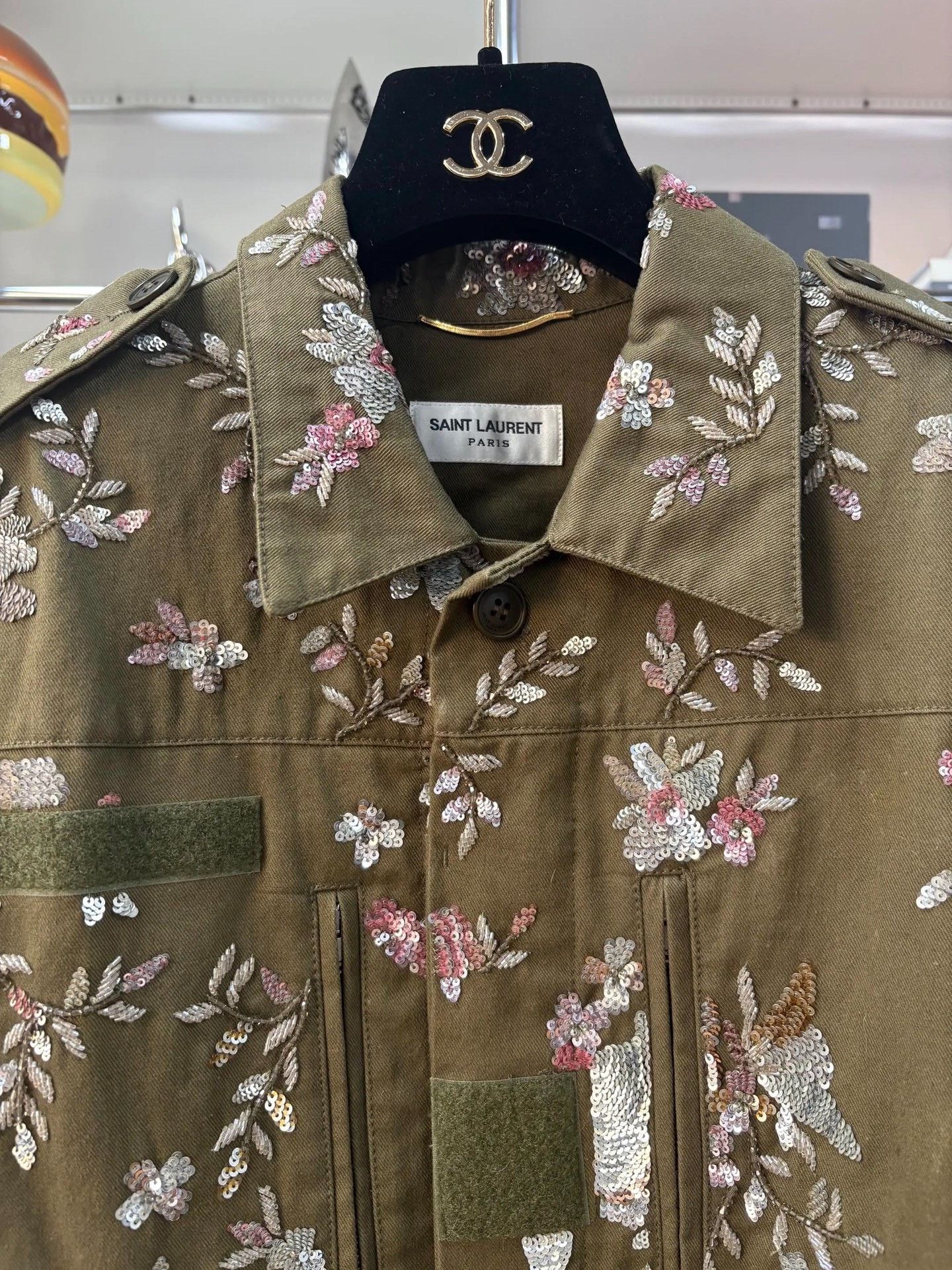 Saint Laurent Paris Saint Laurent Sequin Floral Embroidered Jacket Size S / US 4 / IT 40 - 2 Thumbnail