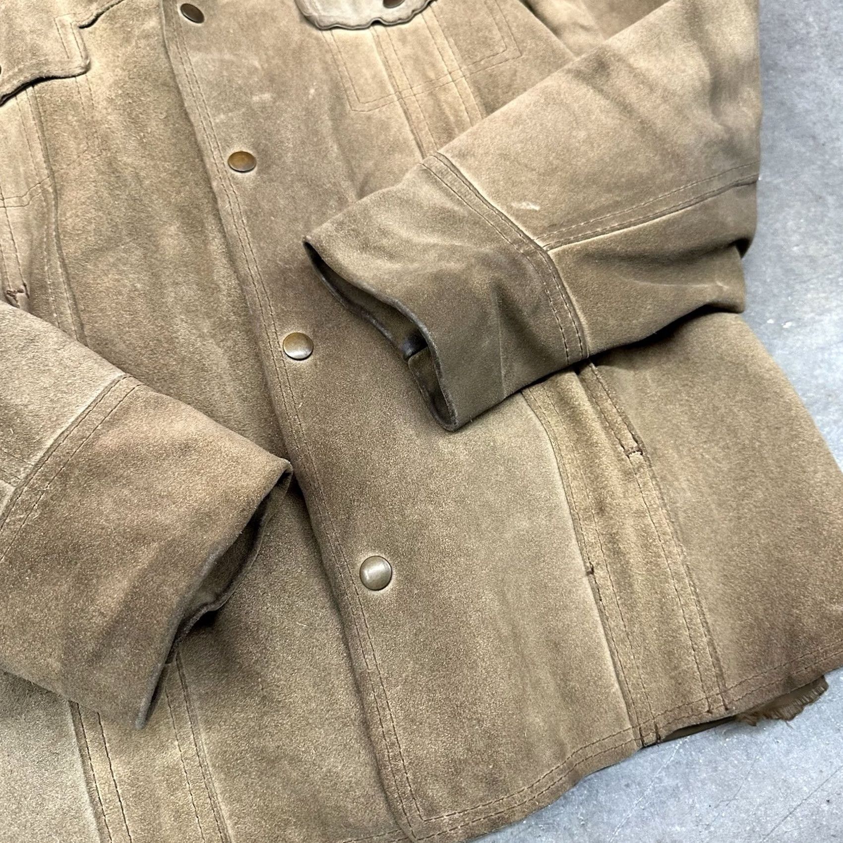 Sears VINTAGE Sears Jacket Mens Size 38 Brown Leather Suede Snap Button Western Workwear 80s 70s Size US XXS / EU 40 - 3 Thumbnail
