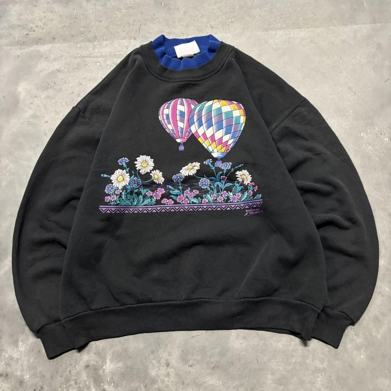 Japanese Brand × Vintage Crazy Vintage 90s Flower Garden Made In USA Black Graphic Crewneck! Size US M / EU 48-50 / 2 - 1 Thumbnail