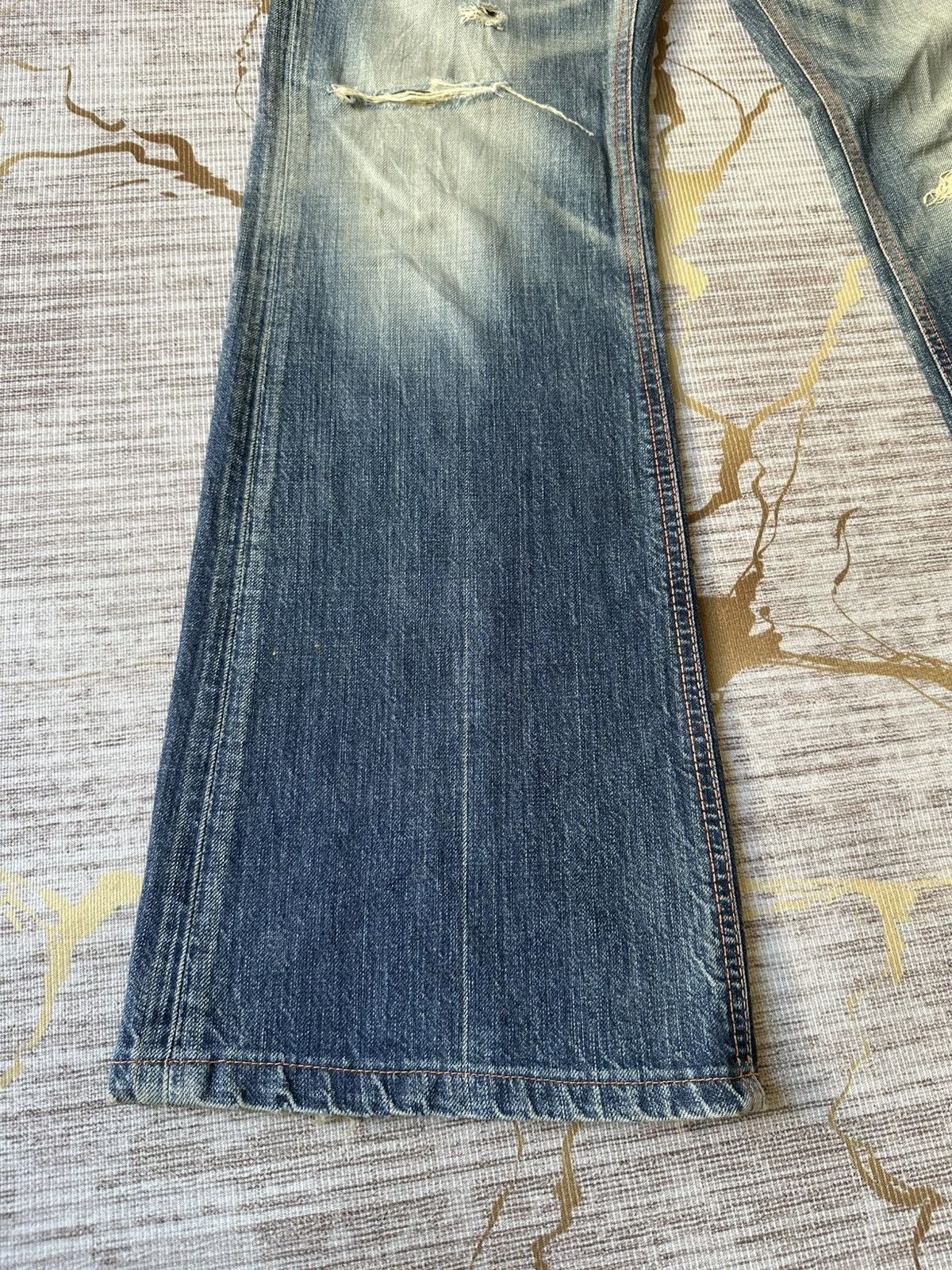 Edwin FLARE Edwin Blue Trip Fatigue Design Distressed Denim Size US 29 - 7 Thumbnail
