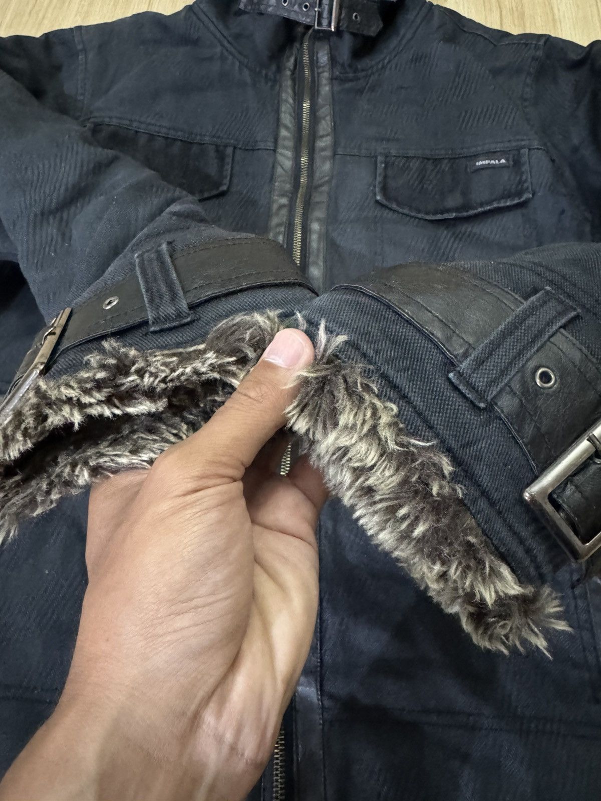 Le Grande Bleu (L.G.B.) IMPALA BLACK WASH FAUX FUR STUDDED JACKET Size US L / EU 52-54 / 3 - 6 Thumbnail