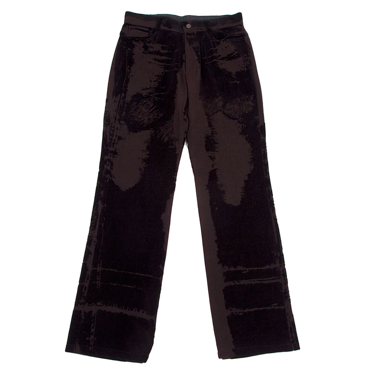 Jean Paul Gaultier Graphic Flocked Wool Pants in Brown and Black, Size 46 Size US 30 / EU 46 - 1 Thumbnail