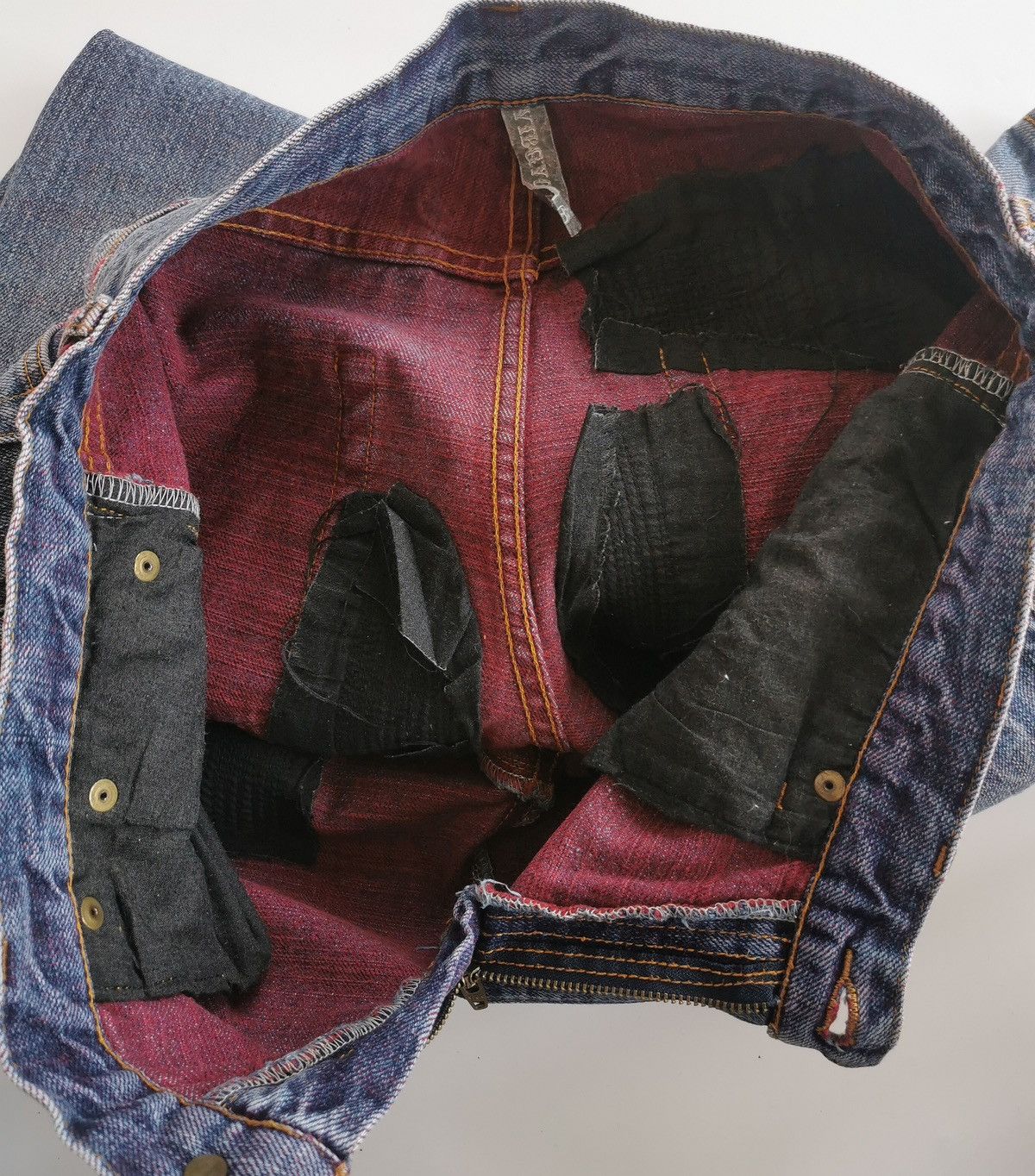 Japanese Brand Reddish Vibgyor Distressed Repair Denim Jeans Size US 33 - 12 Thumbnail